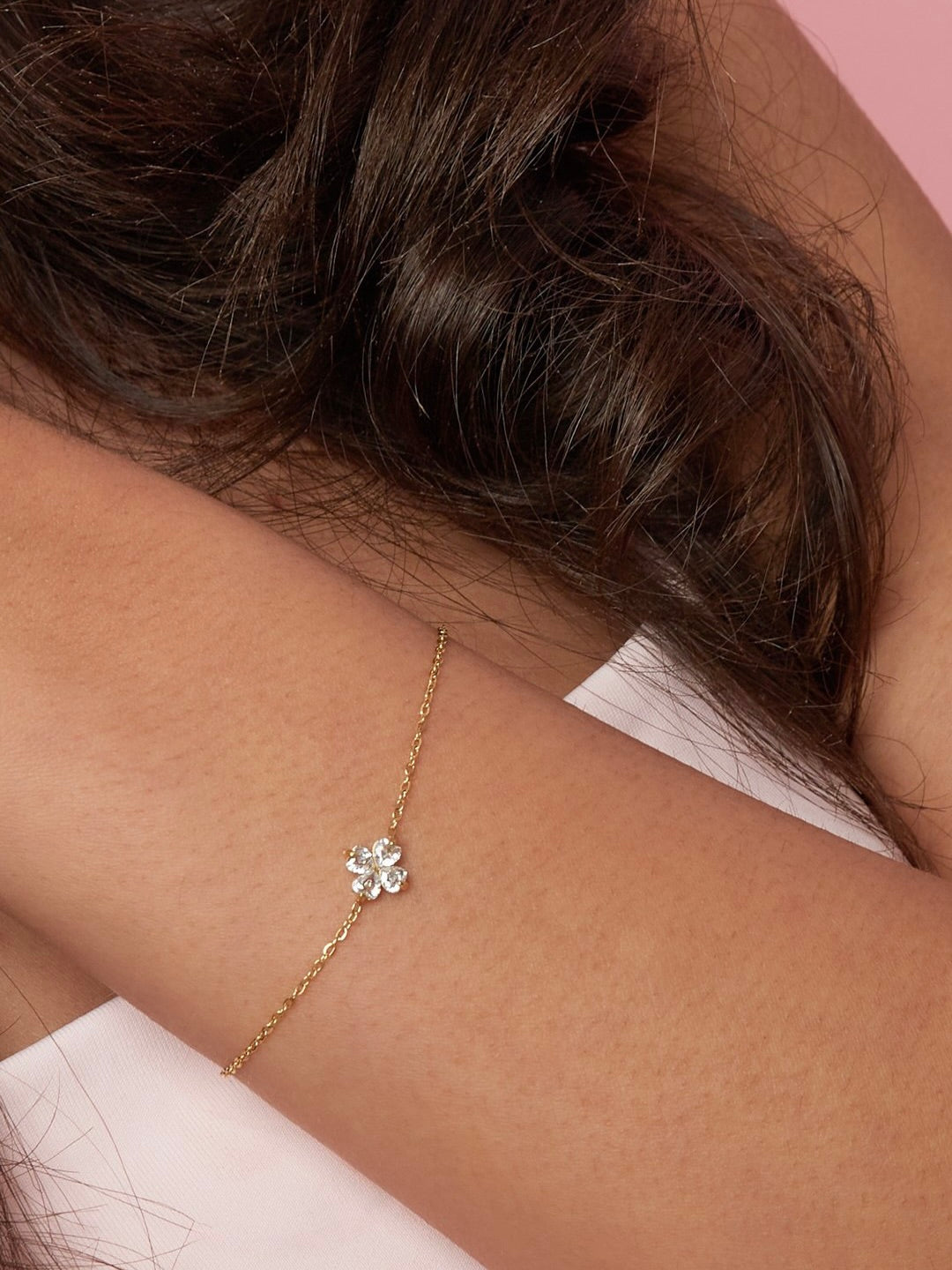 Strass Clover Armband | Goud