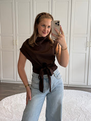 Satin Top Anna | Bruin