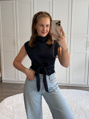 Satin Top Anna | Navy