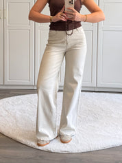 Wide Leg Jeans 0057 | Beige