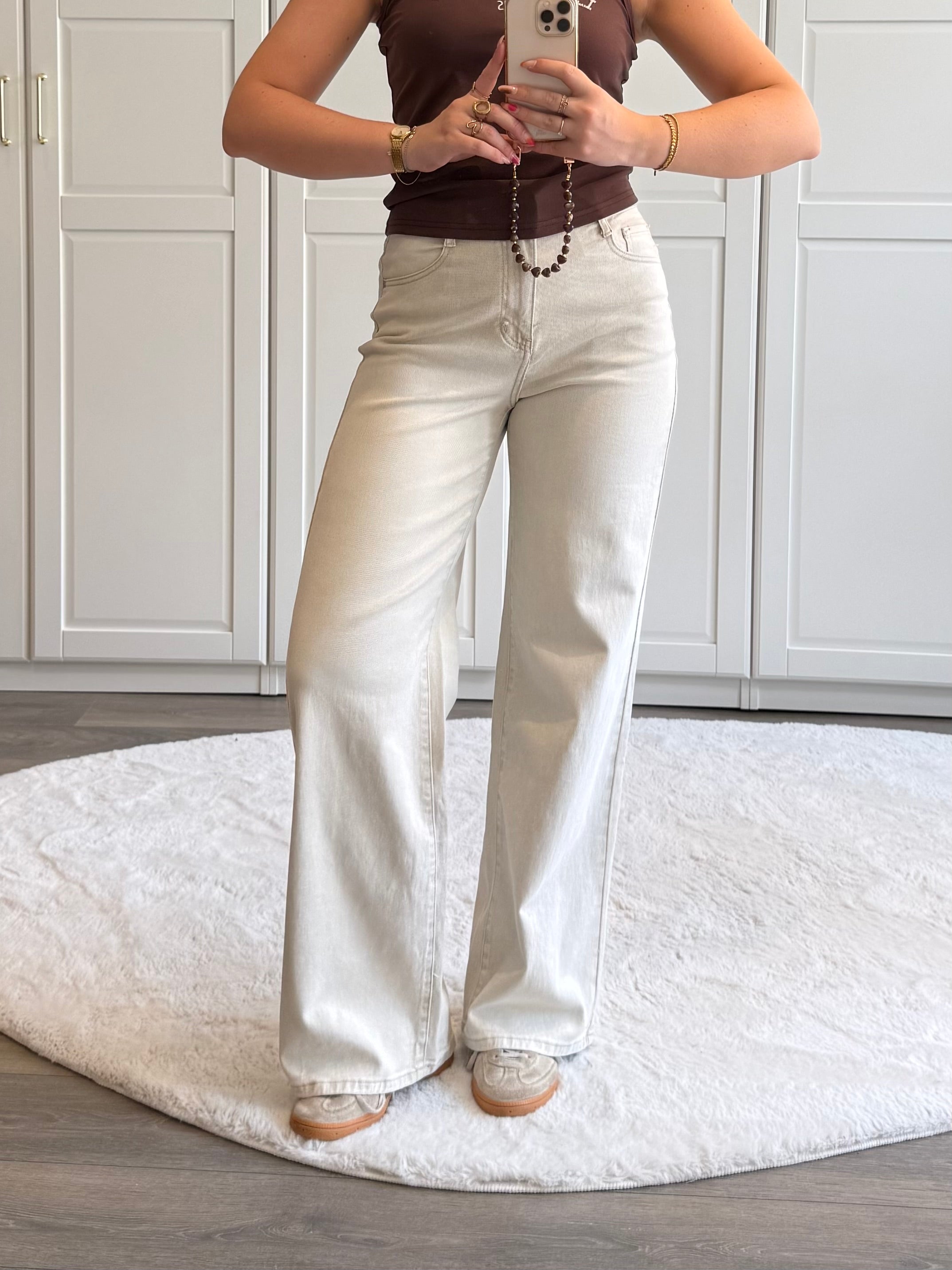 Wide Leg Jeans 0057 | Beige