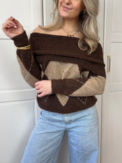 Off Shoulder Trui Nova | Bruin