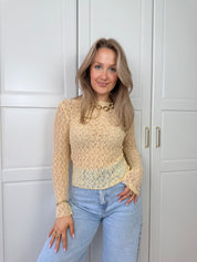 Lace Top Elin | Geel