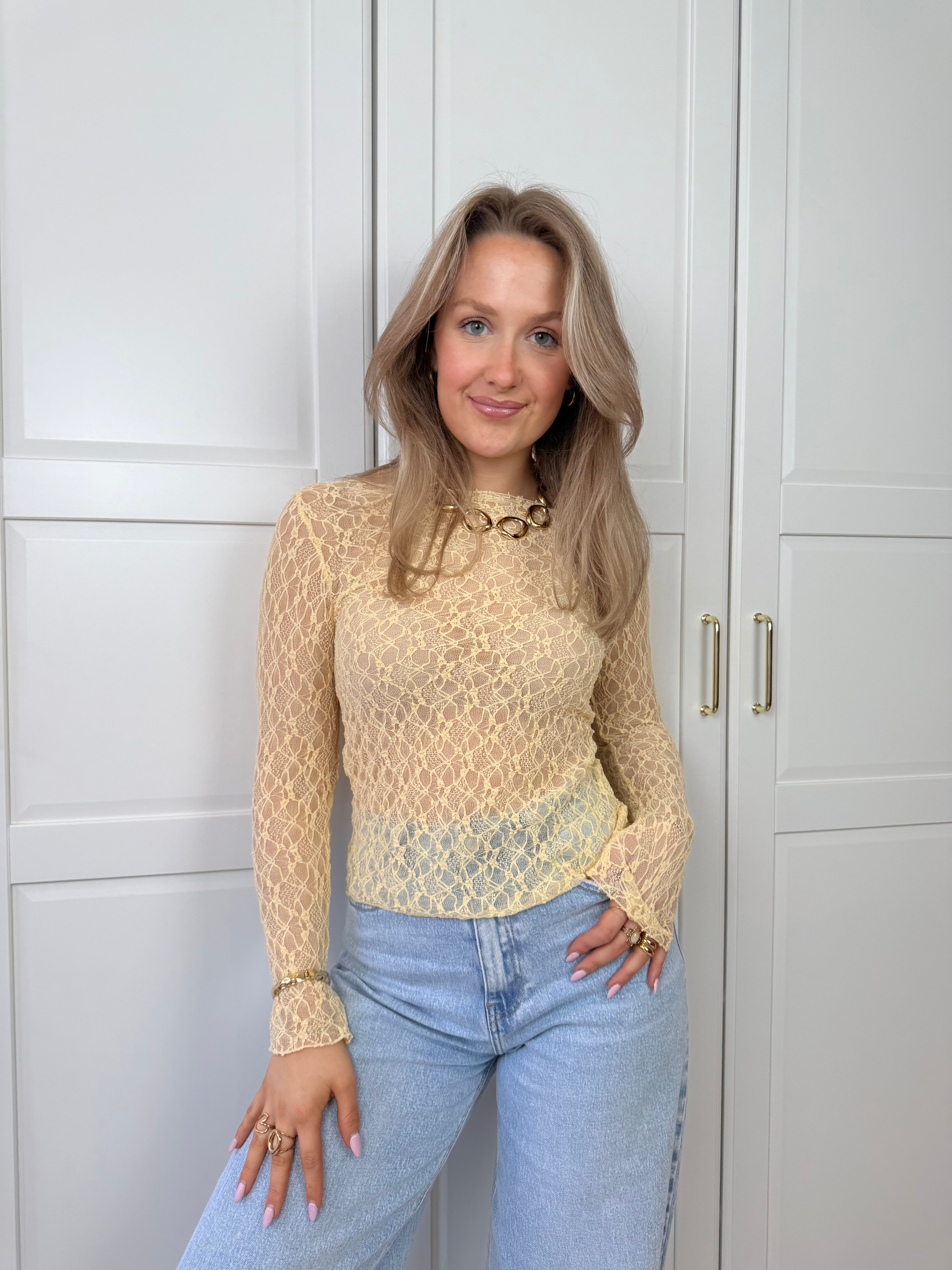 Lace Top Elin | Geel