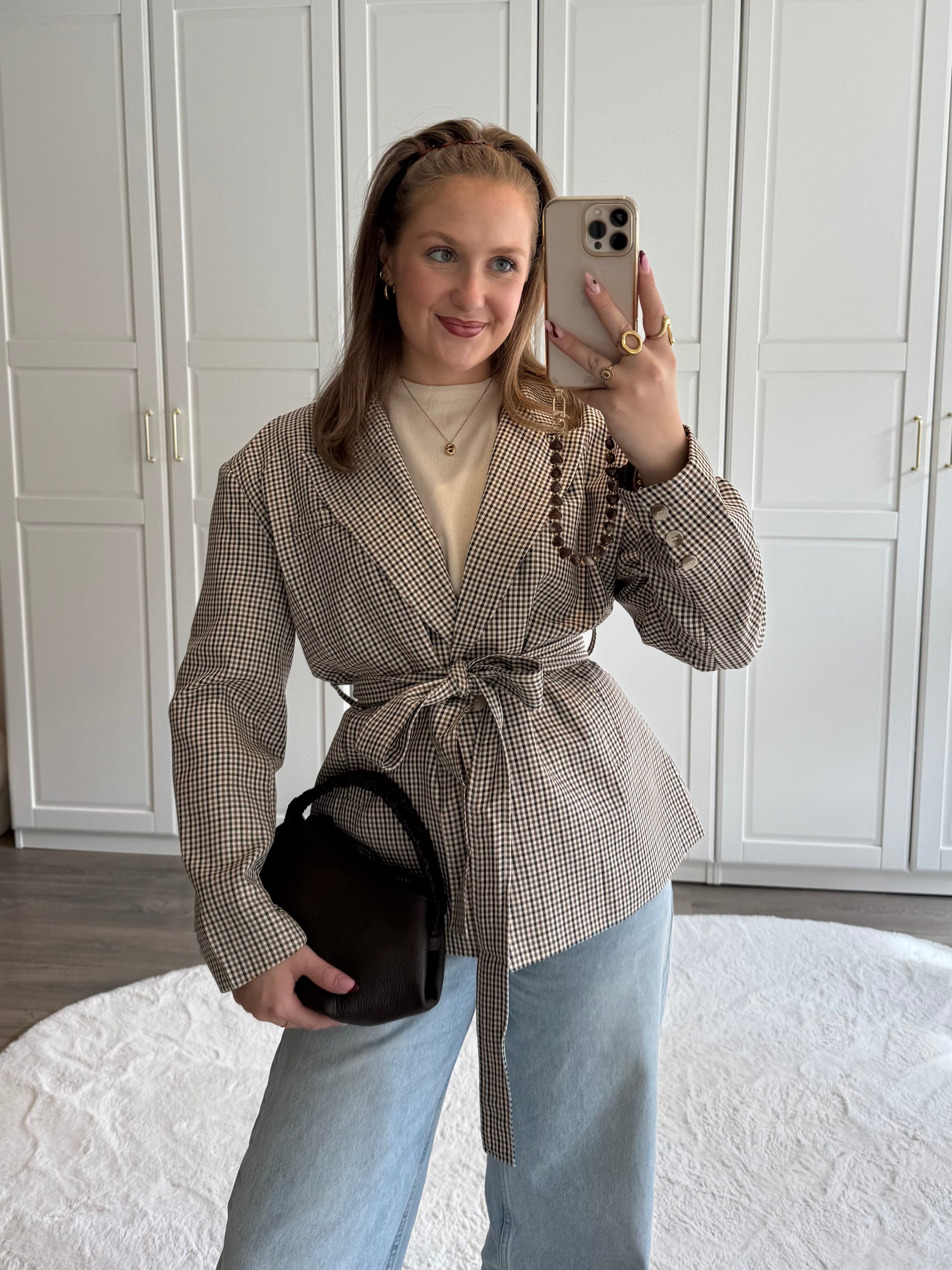 Chequered Blazer Chrissy | Beige | PRE-ORDER