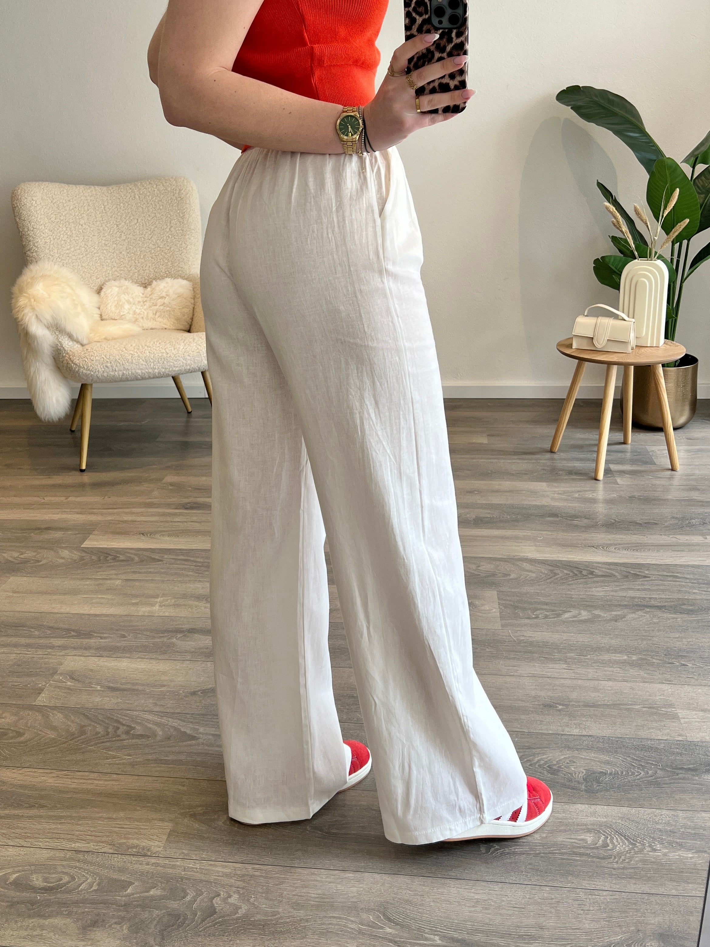 Linnen Livia Pants Regular | Wit
