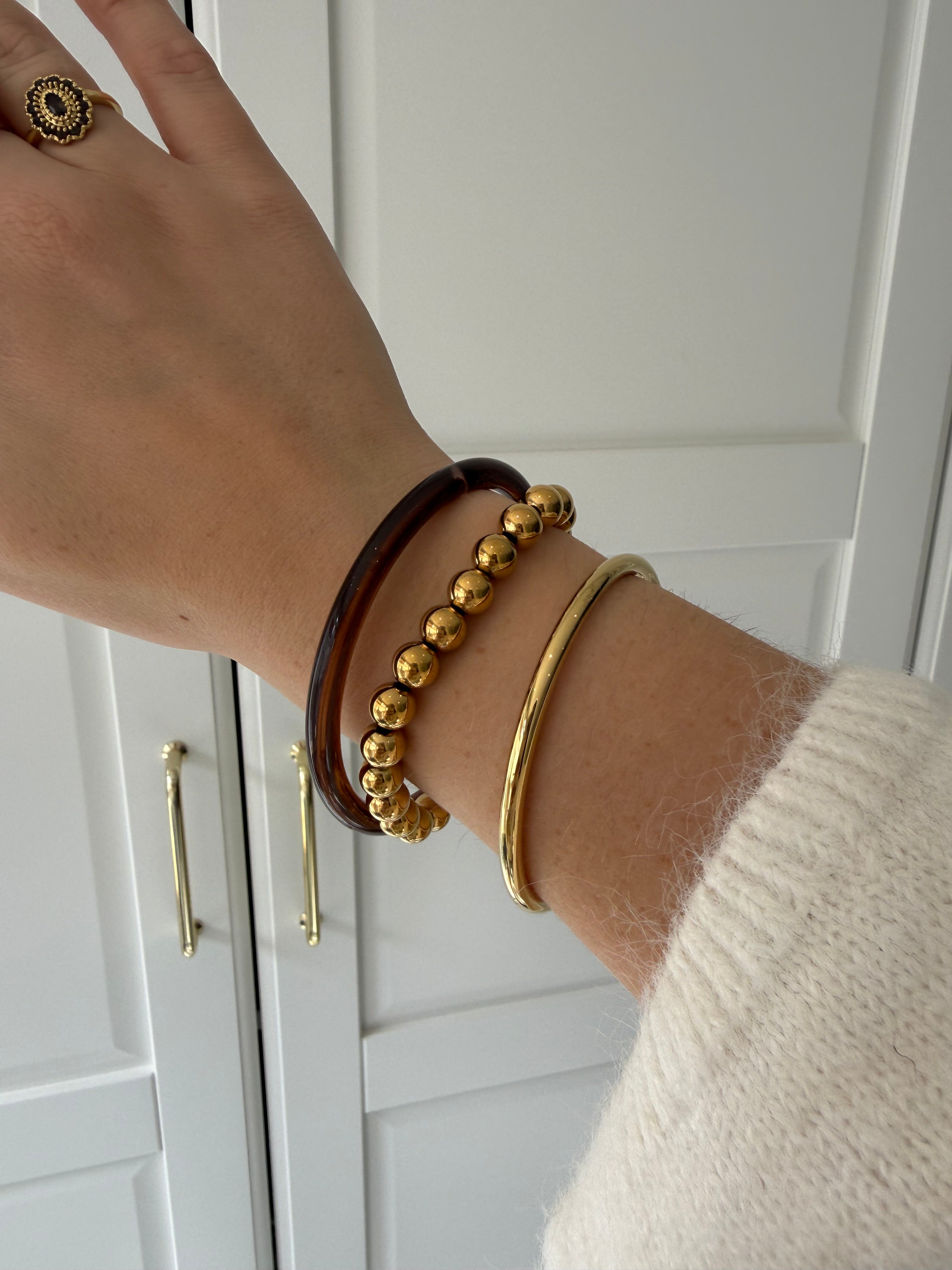 Thin Bangle Armbanden Set | Bruin