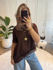 Satin Lace T-Shirt Evy | Bruin