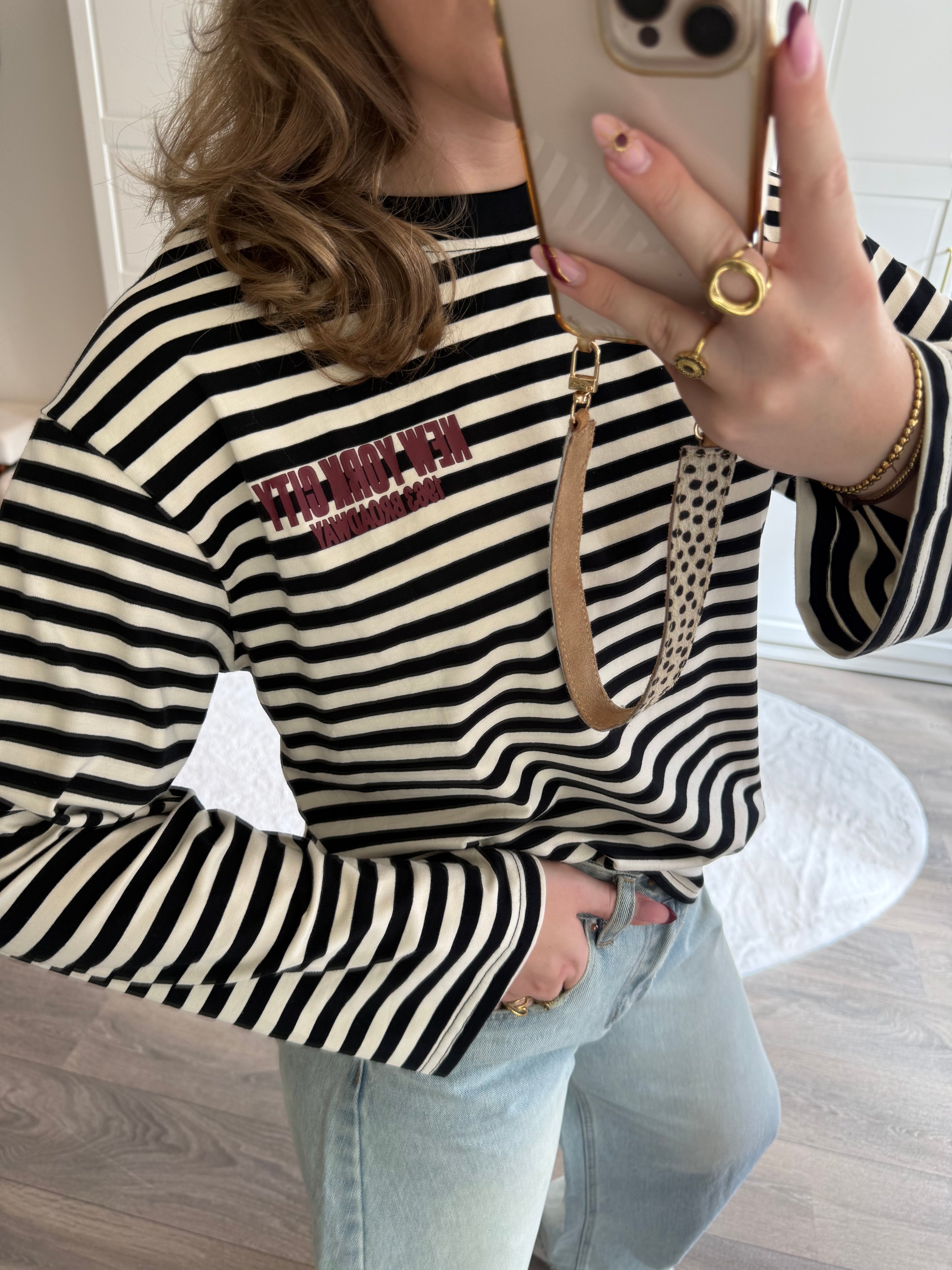 Longsleeve T-shirt NYC | Zwart