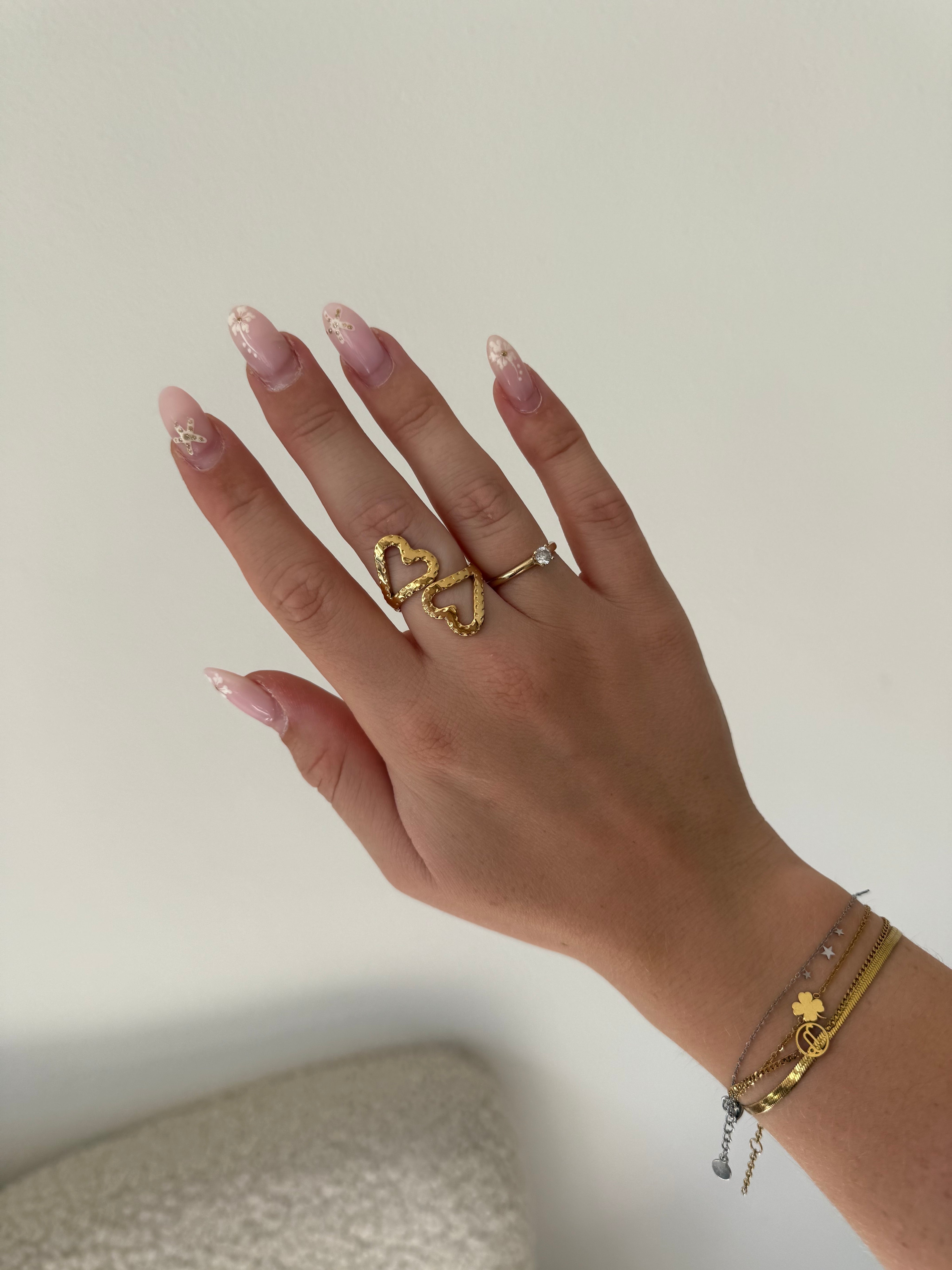 Double Heart Ring | Goud