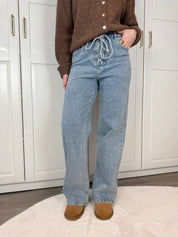 Wide Leg Lace Jeans 3367 | Blauw