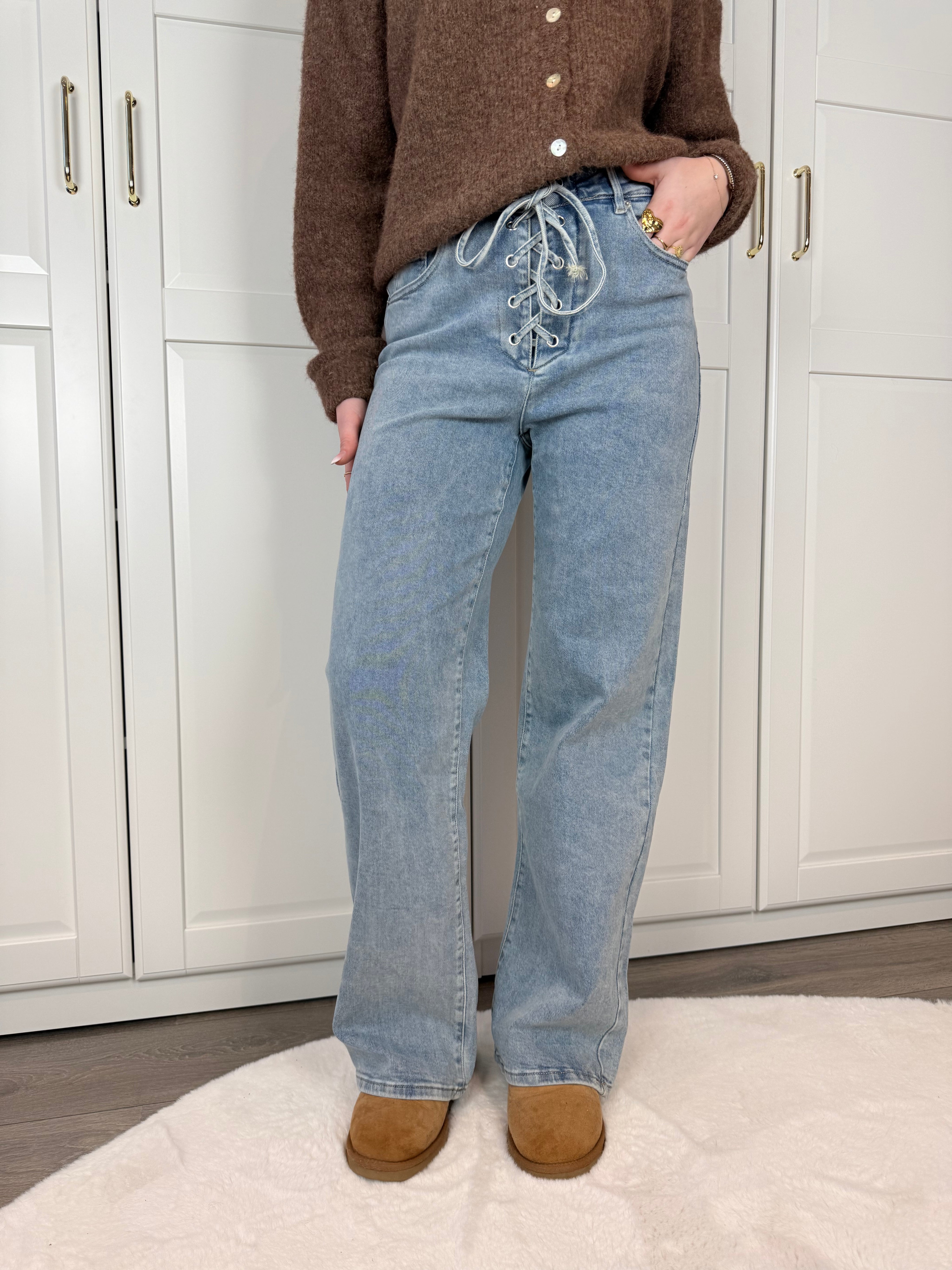 Wide Leg Lace Jeans 3367 | Blauw