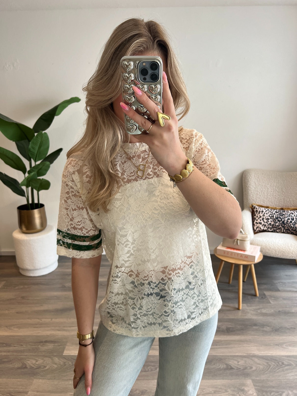 Lace Jersey T-Shirt | Wit
