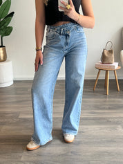Wide Leg Jeans 3801-6 | Blauw