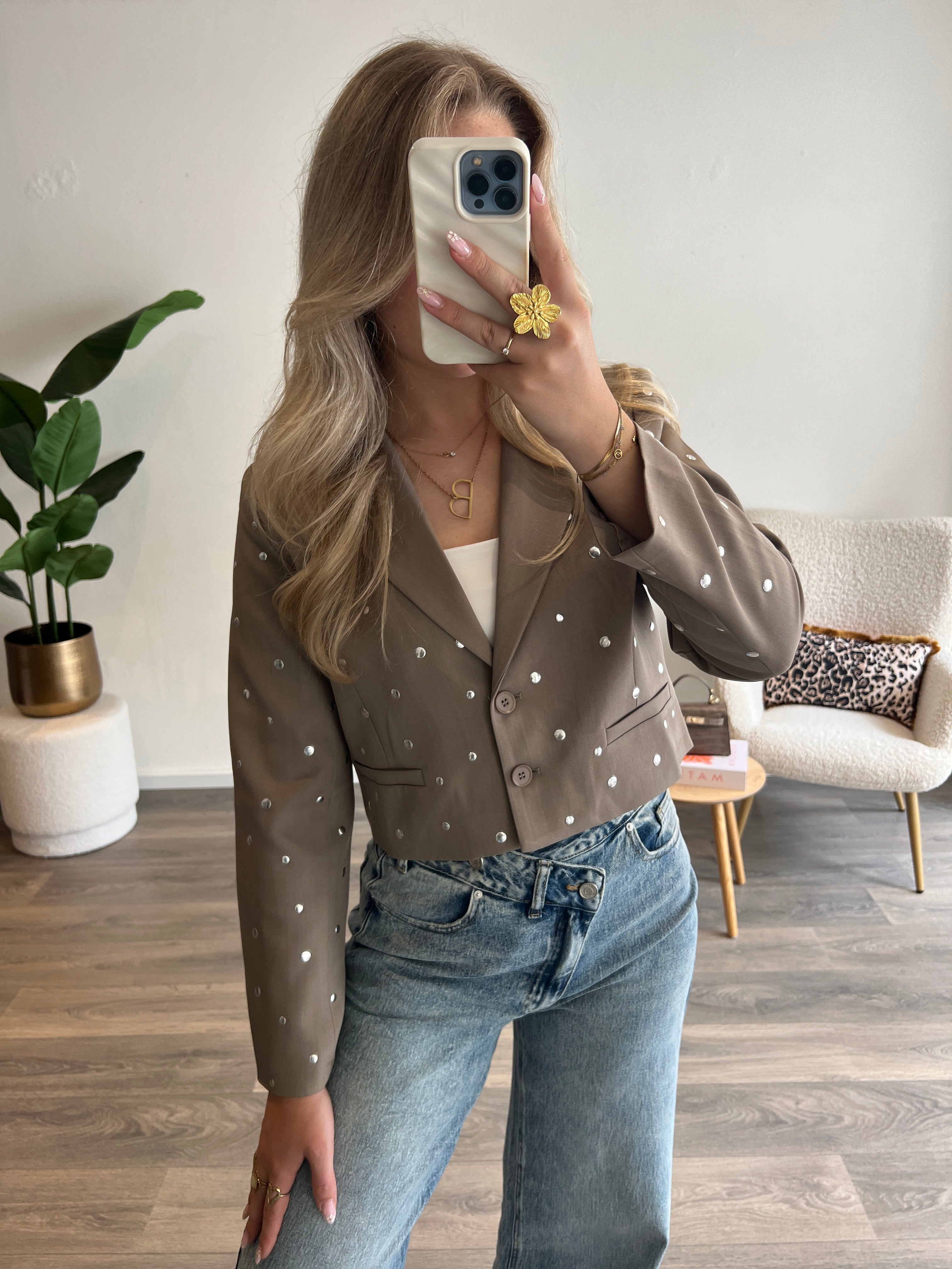 Studs Blazer Saar | Taupe