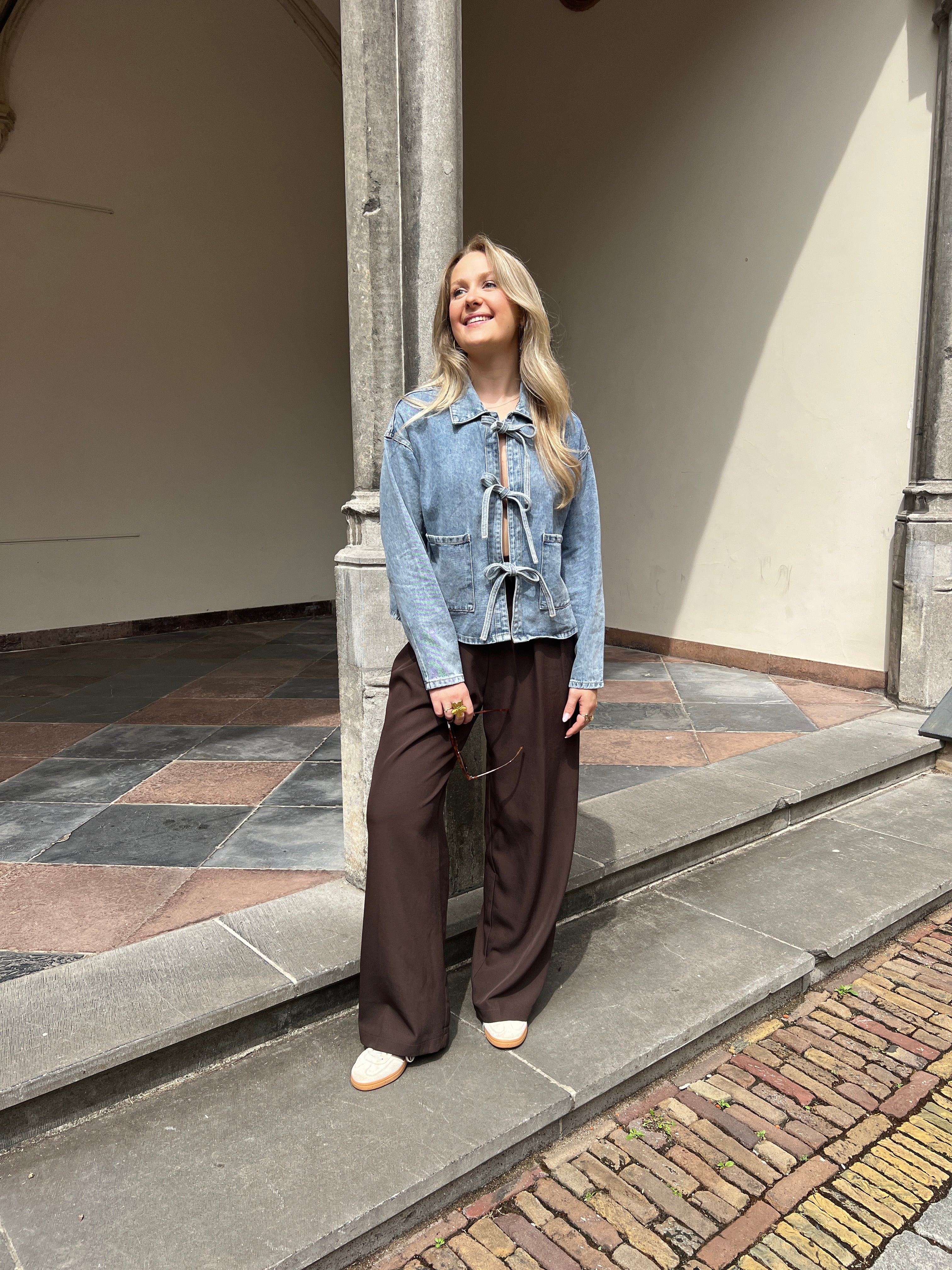 Denim Bow Blouse | Blauw