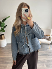 Denim Bow Blouse | Blauw