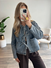 Denim Bow Blouse | Blauw