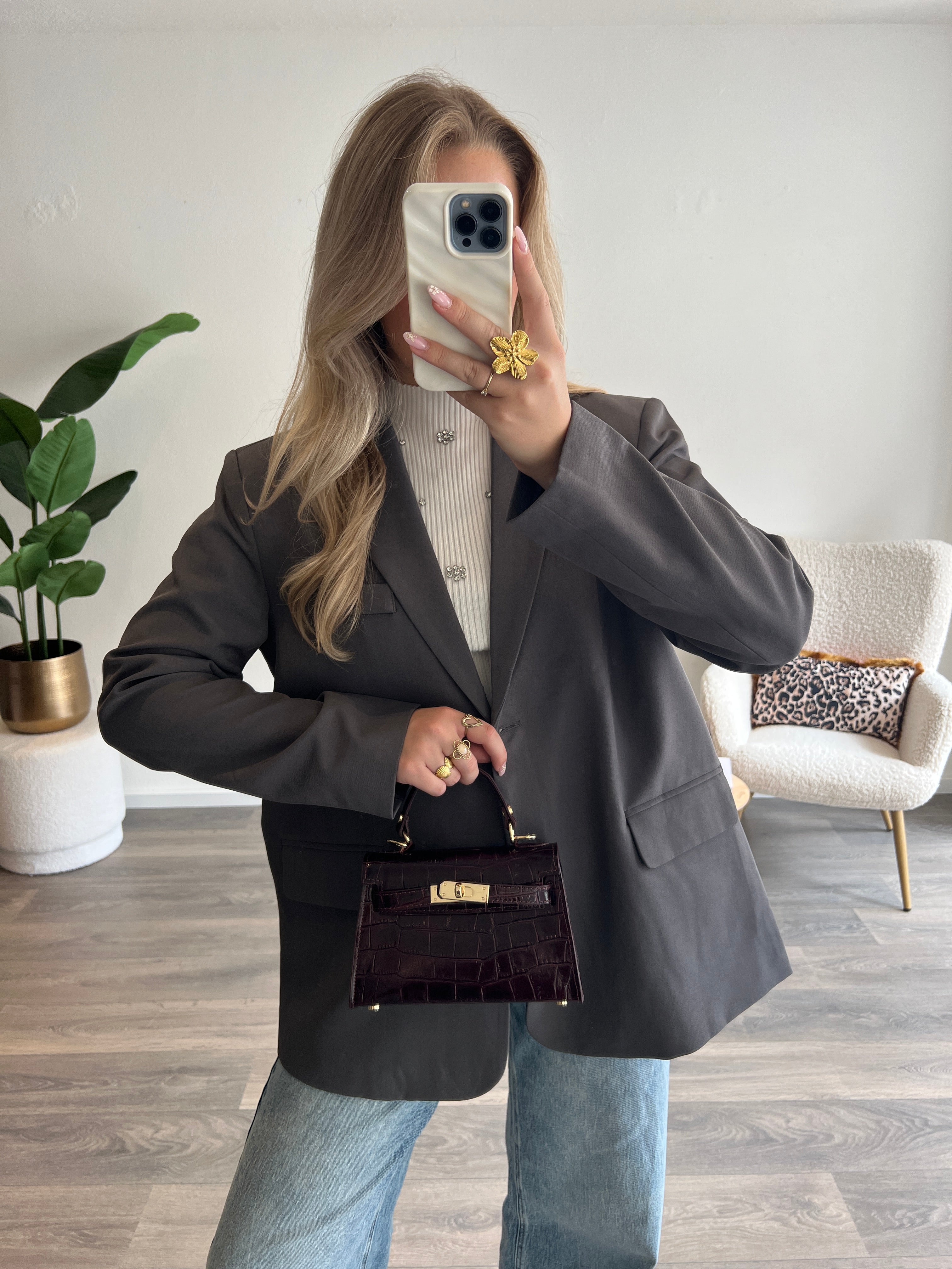 Split Blazer Tess | Grijs