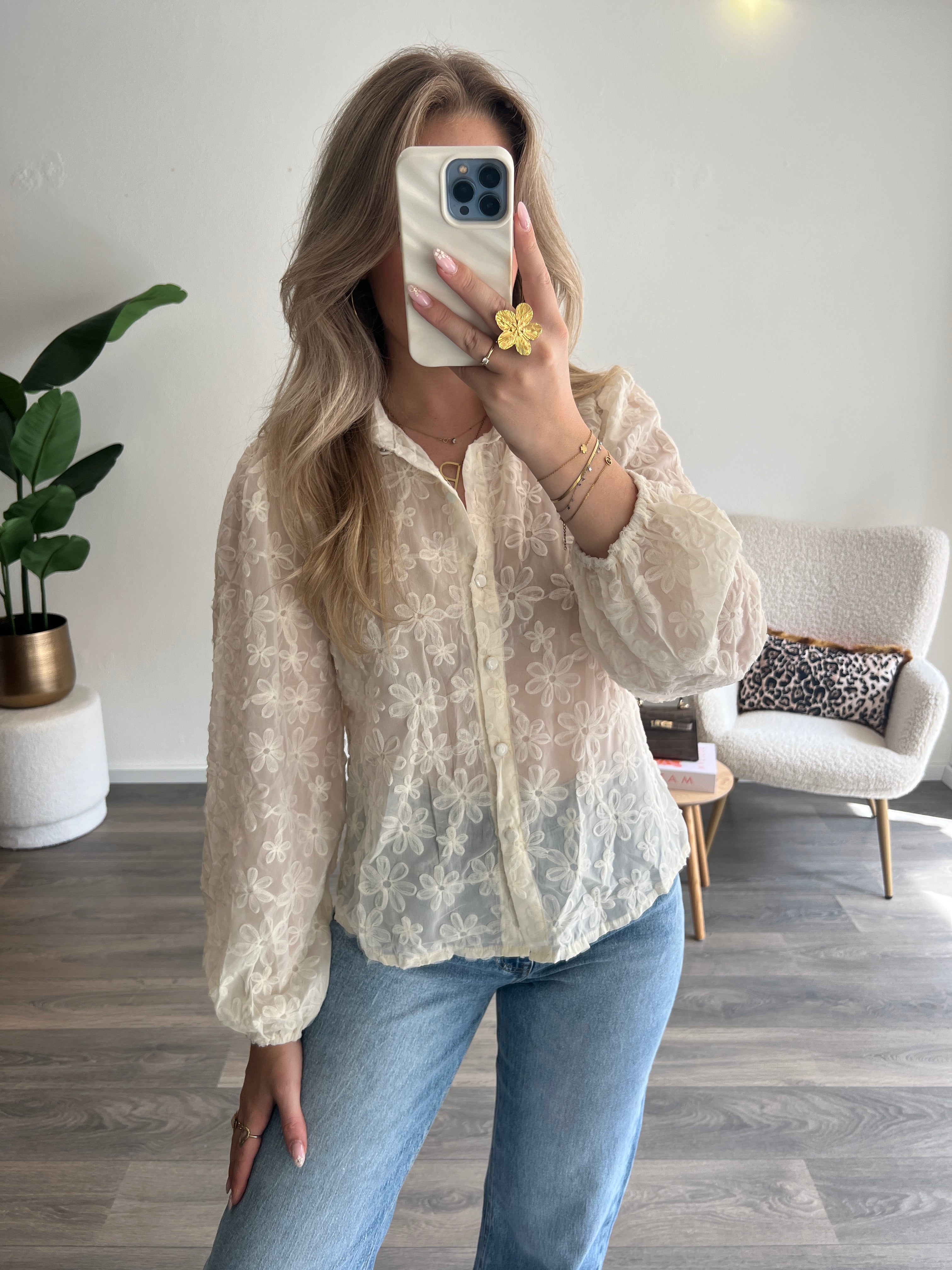 Flower Blouse Mia | Creme