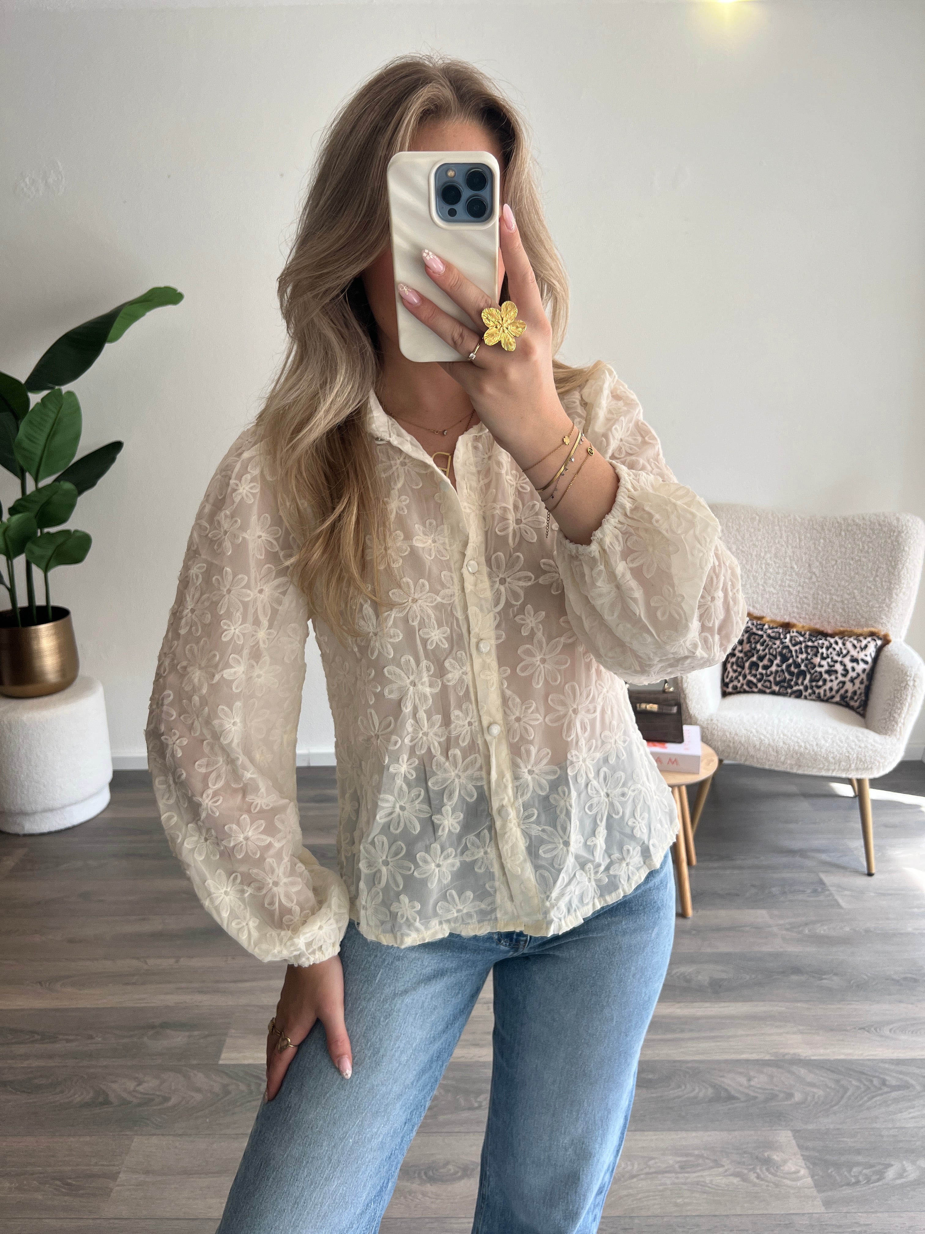 Flower Blouse Mia | Creme