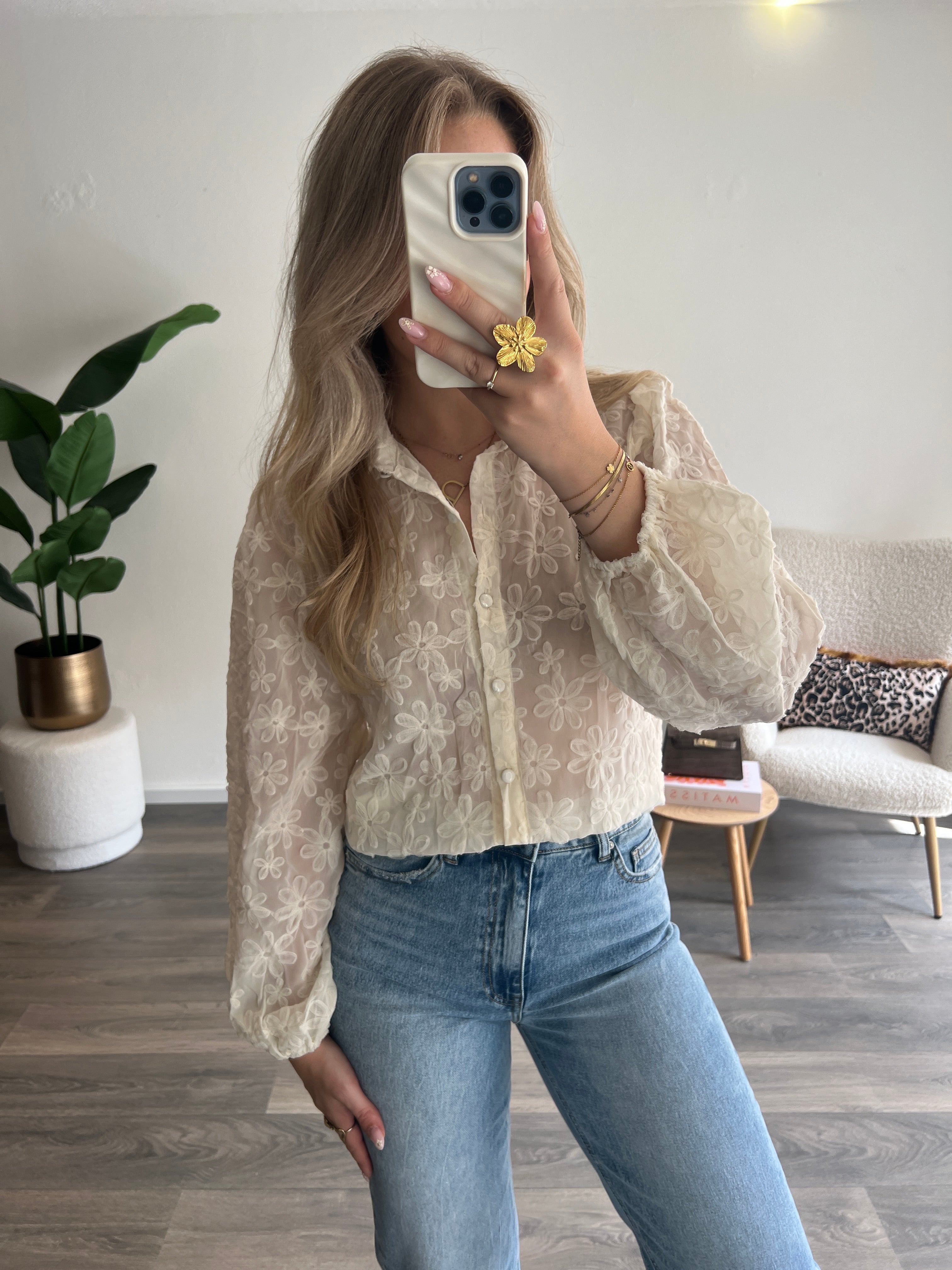 Flower Blouse Mia | Creme