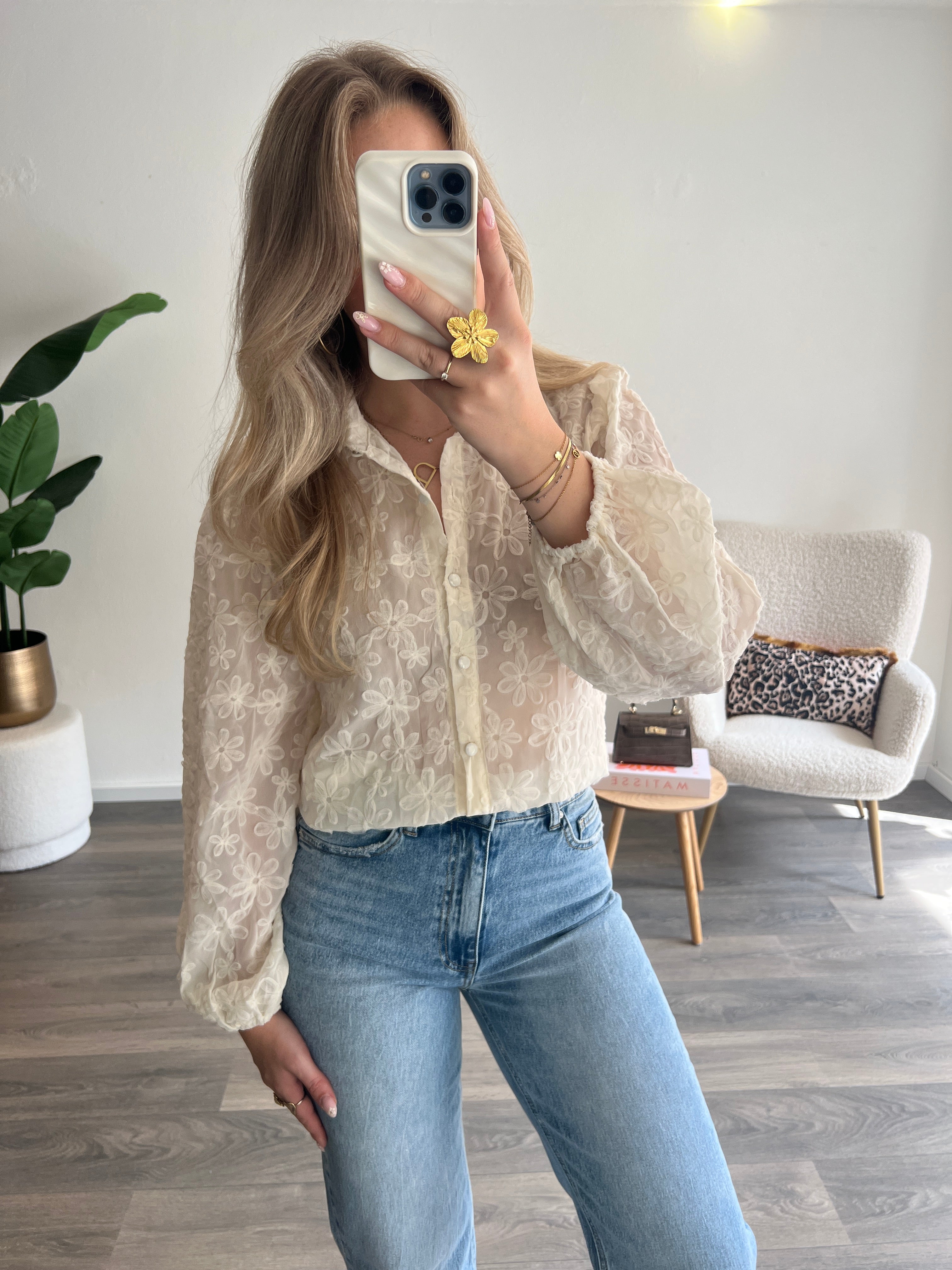 Flower Blouse Mia | Creme