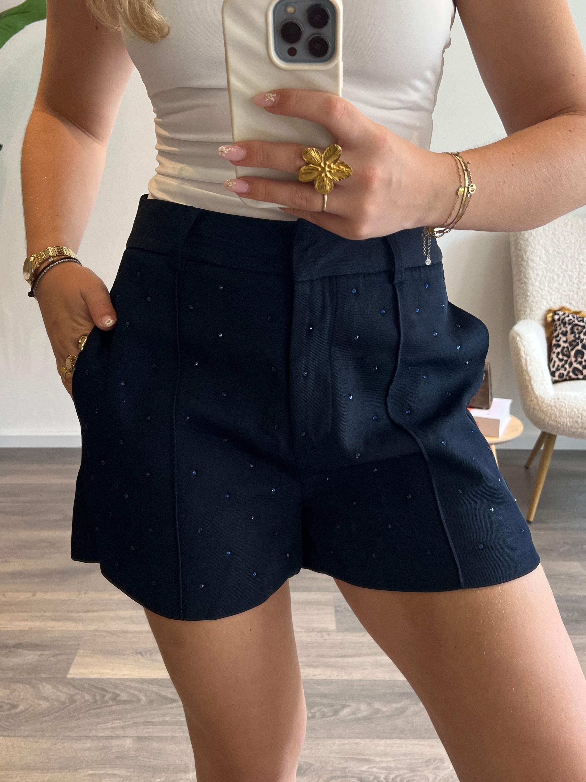 Strass Short Amy | Navy