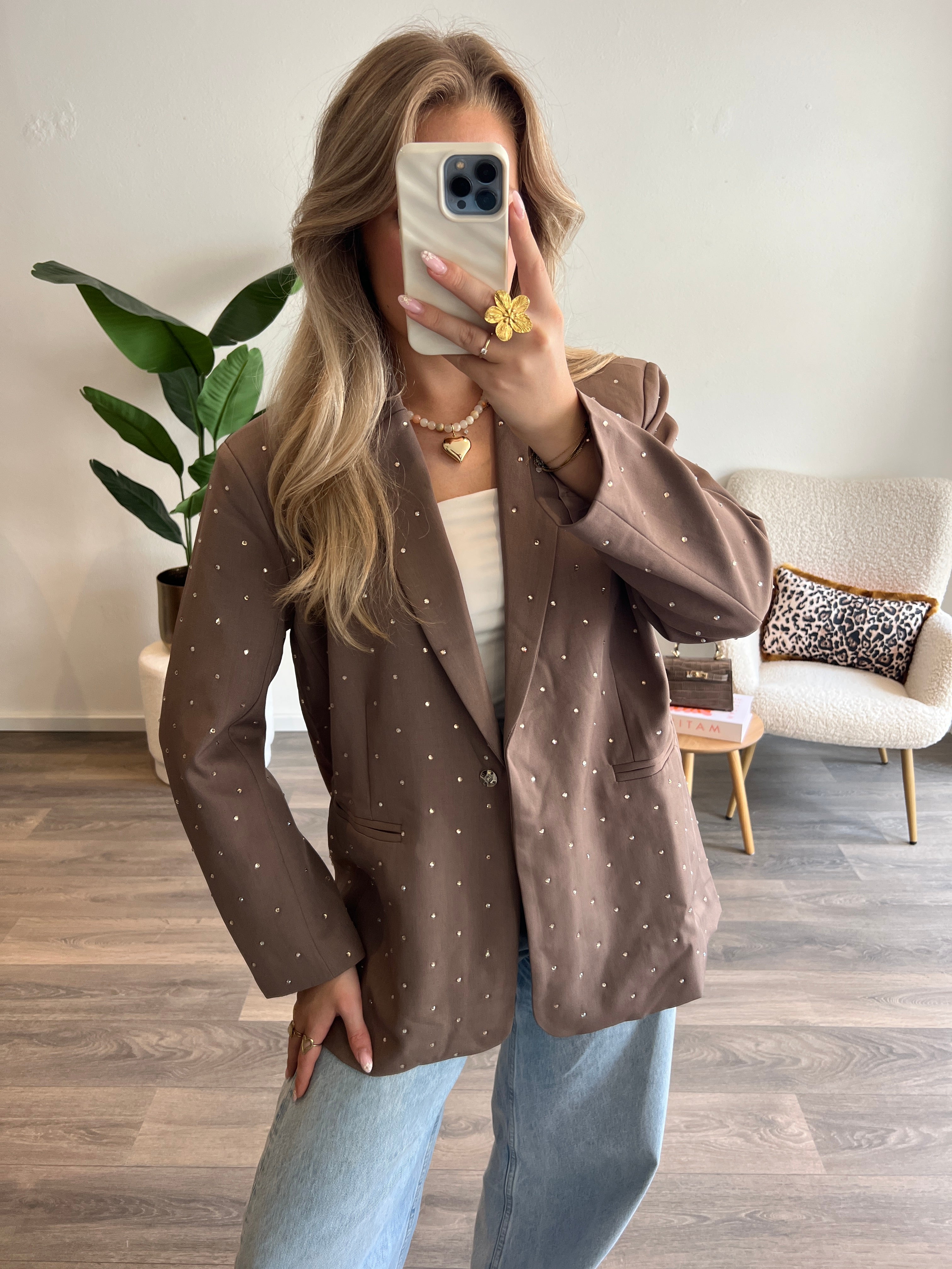 Strass Blazer Amy | Taupe