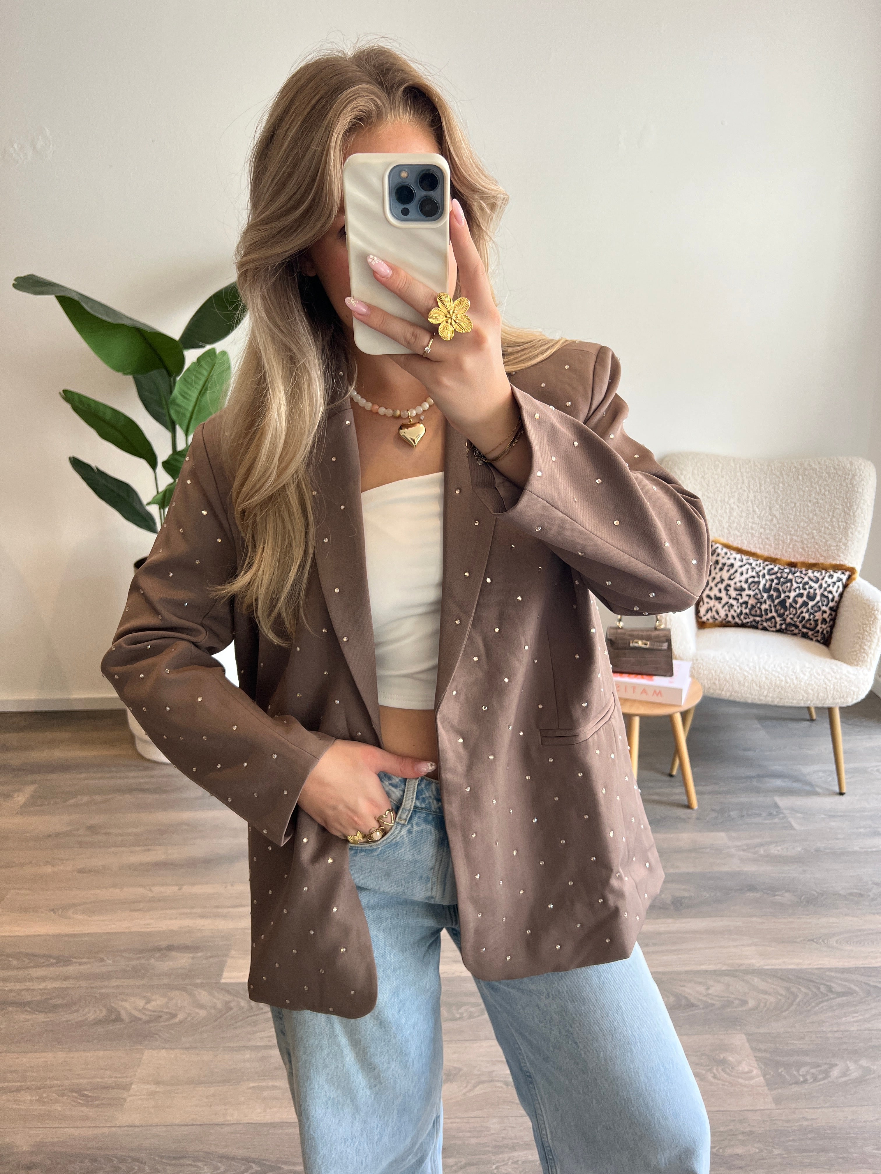 Strass Blazer Amy | Taupe