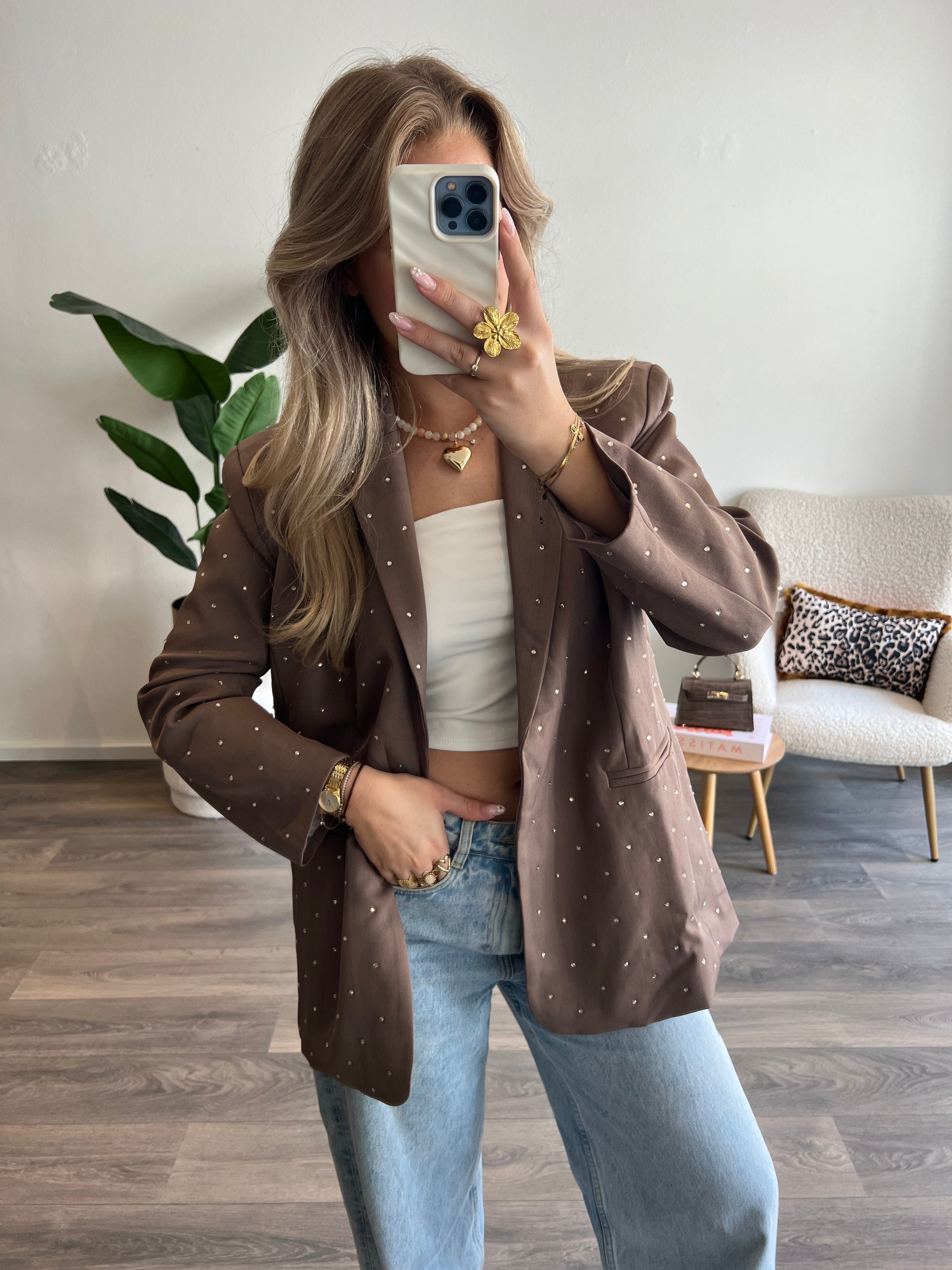 Strass Blazer Amy | Taupe