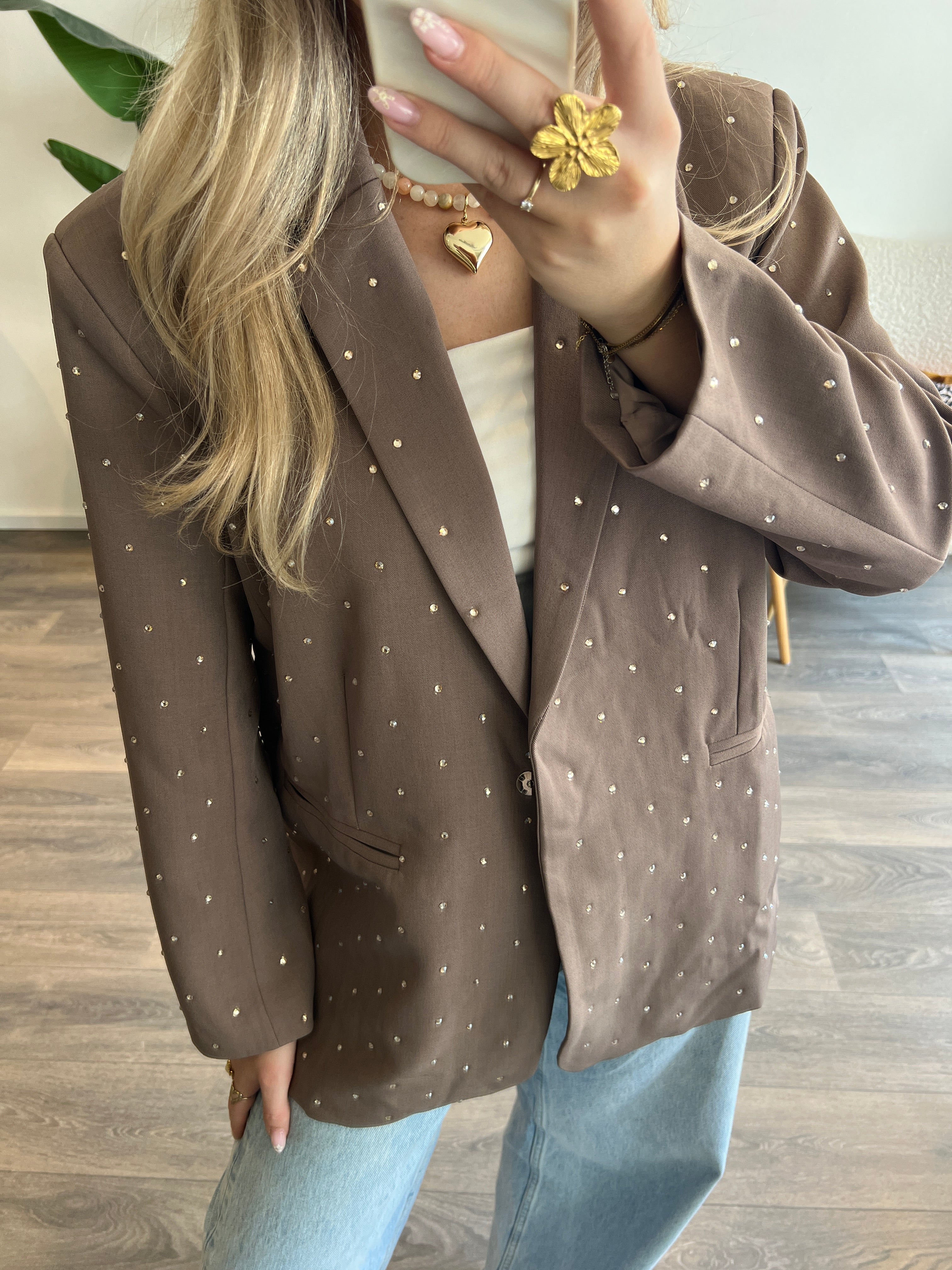 Strass Blazer Amy | Taupe