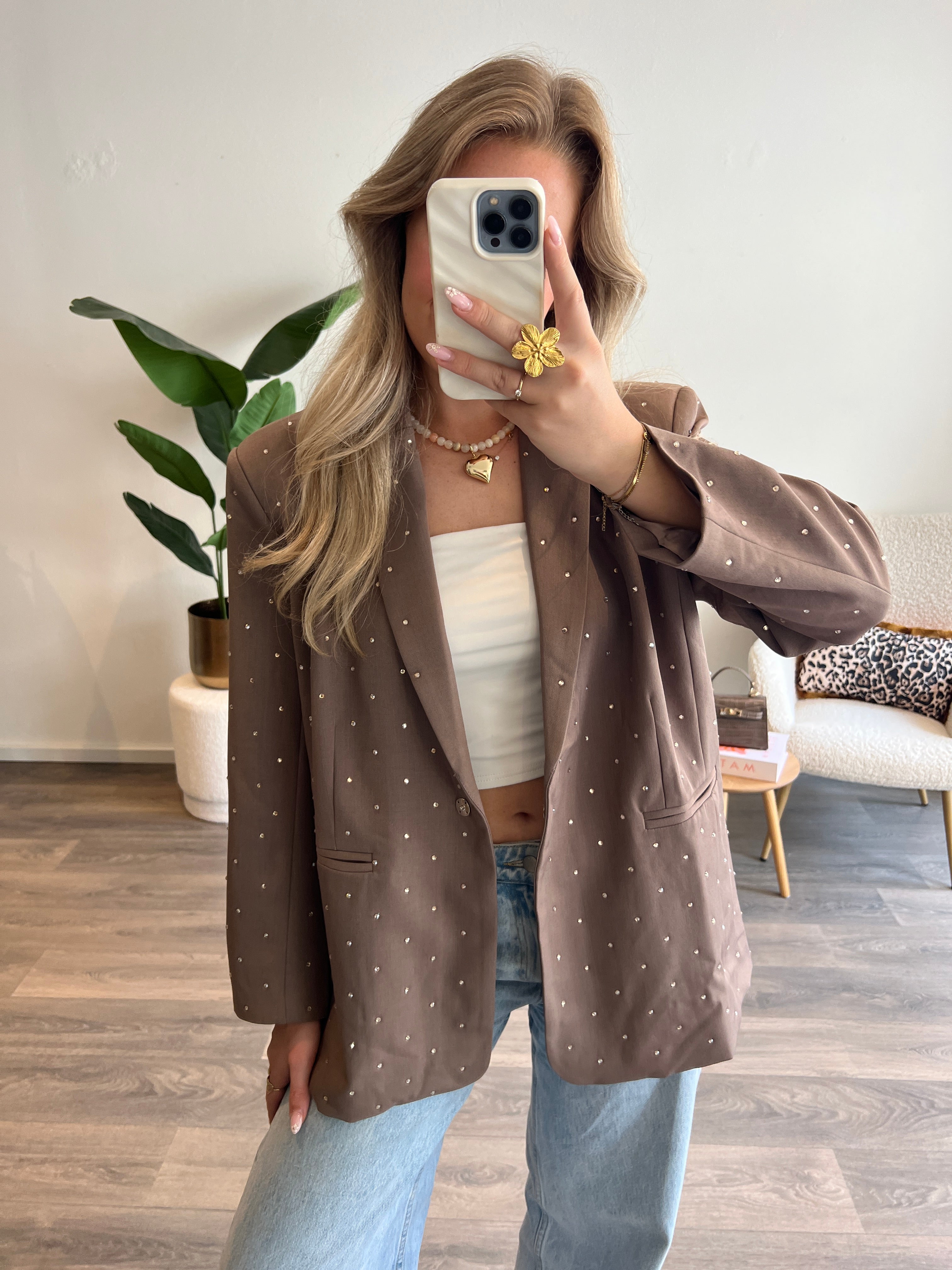 Strass Blazer Amy | Taupe