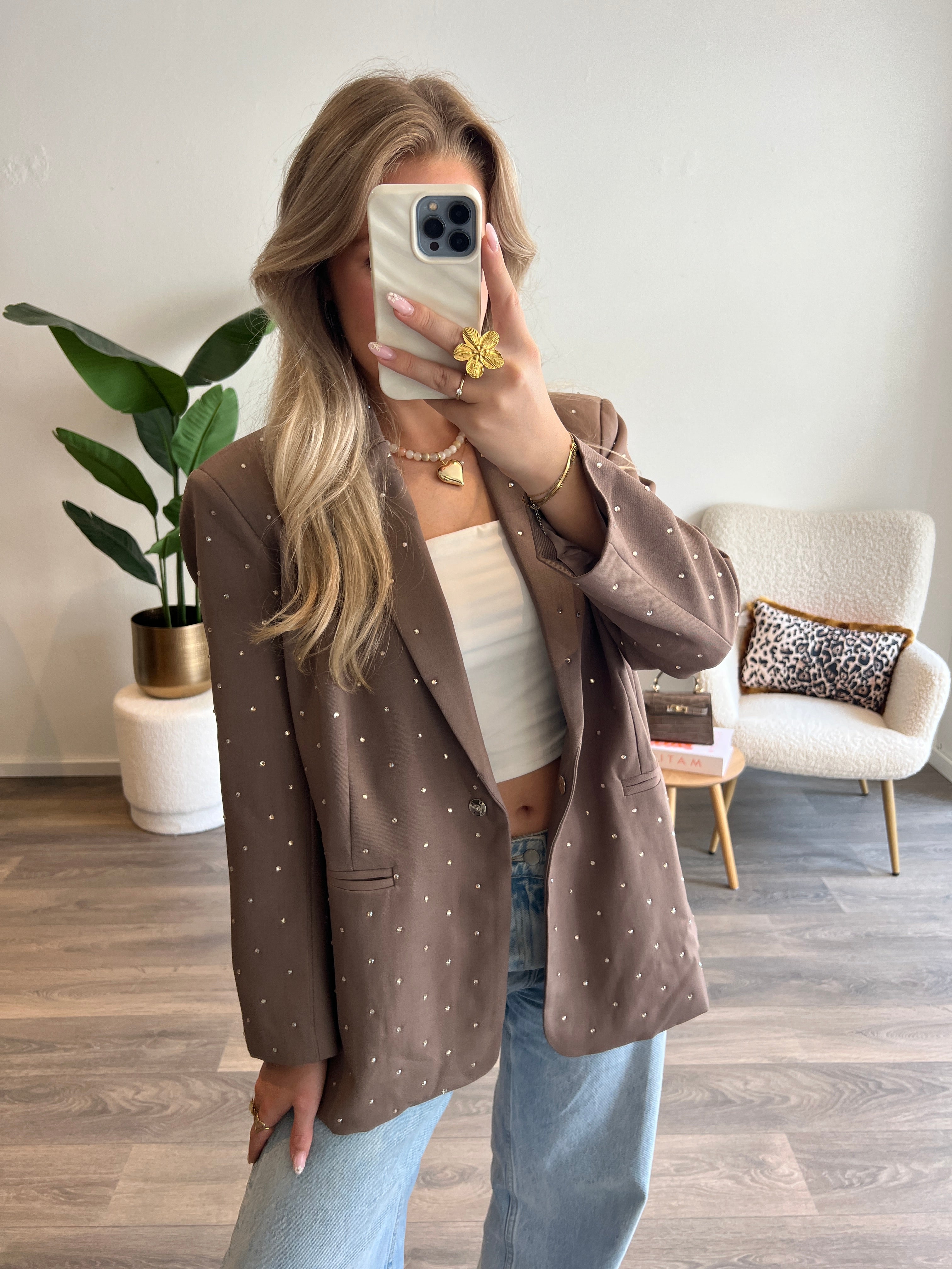 Strass Blazer Amy | Taupe