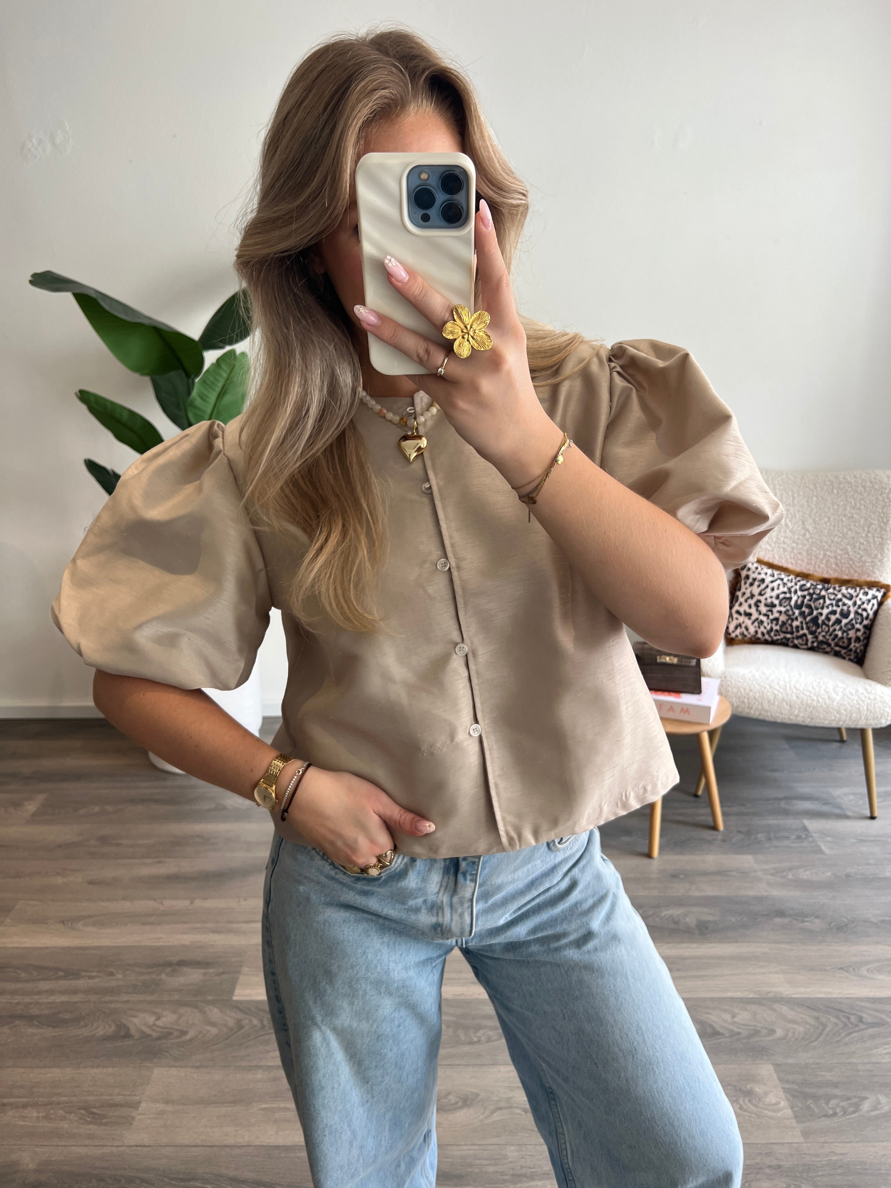 Satin Top Nola | Beige