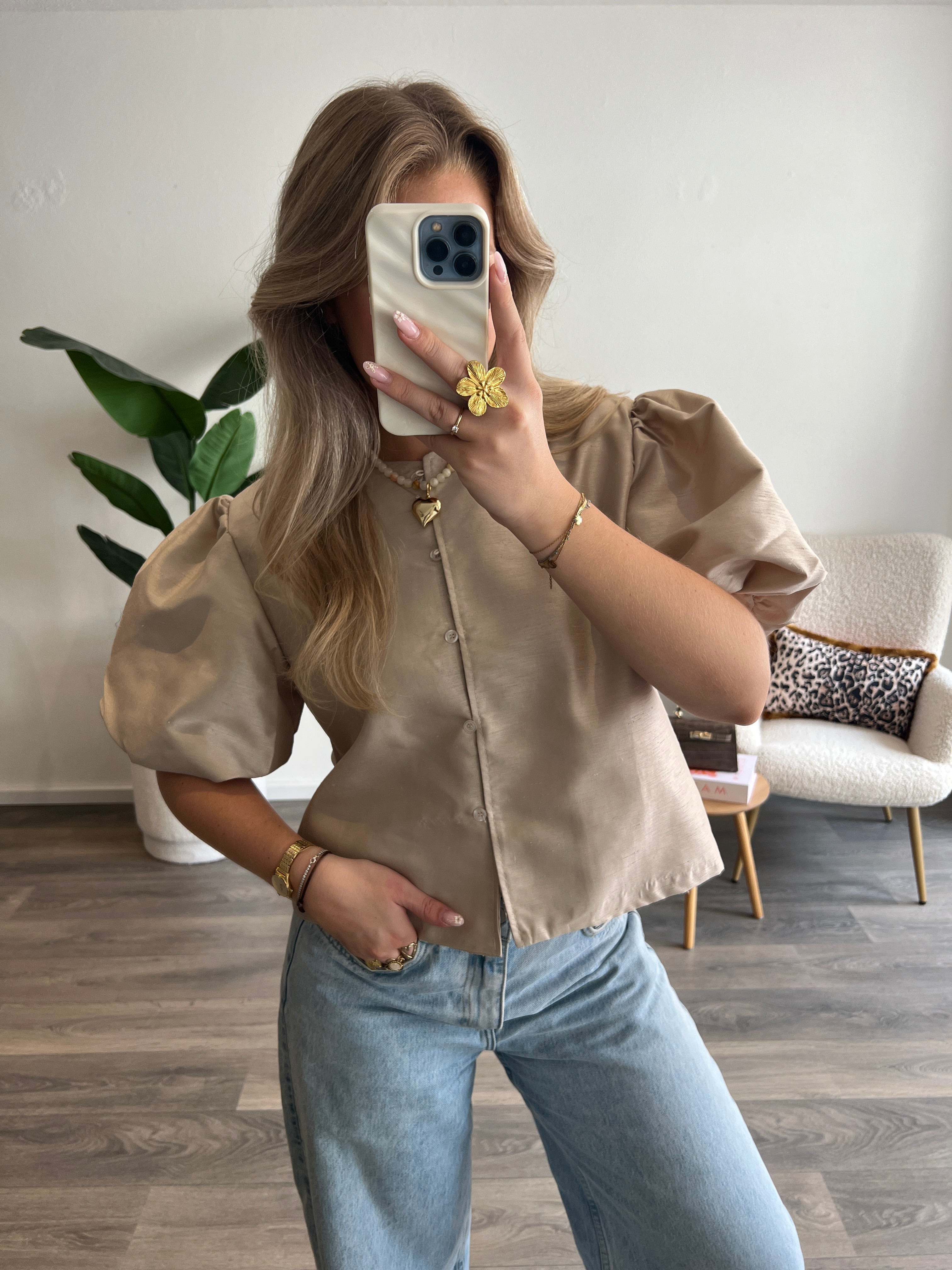 Satin Top Nola | Beige
