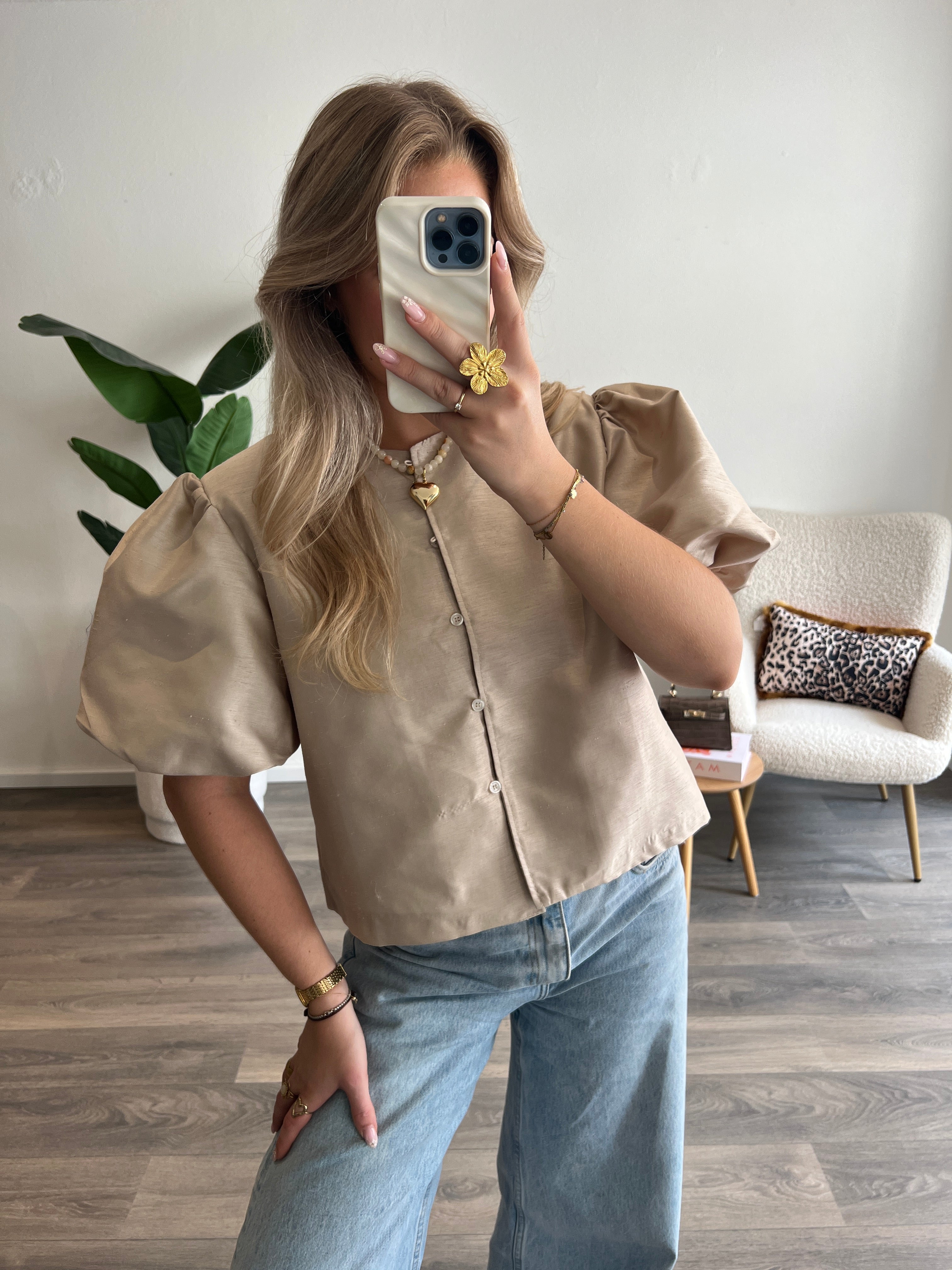Satin Top Nola | Beige