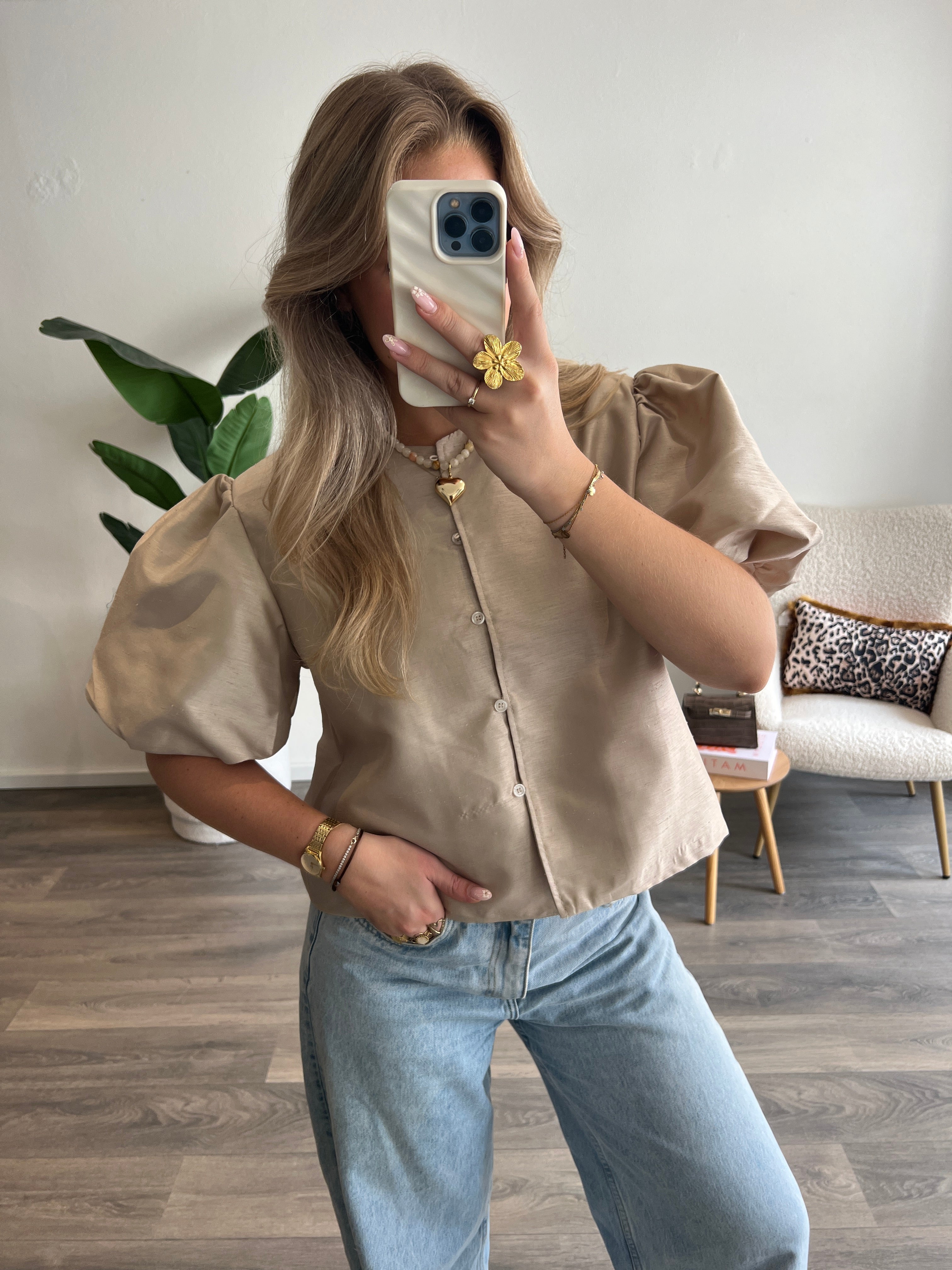 Satin Top Nola | Beige