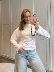 Tailored Longsleeve T-shirt Amber | Wit