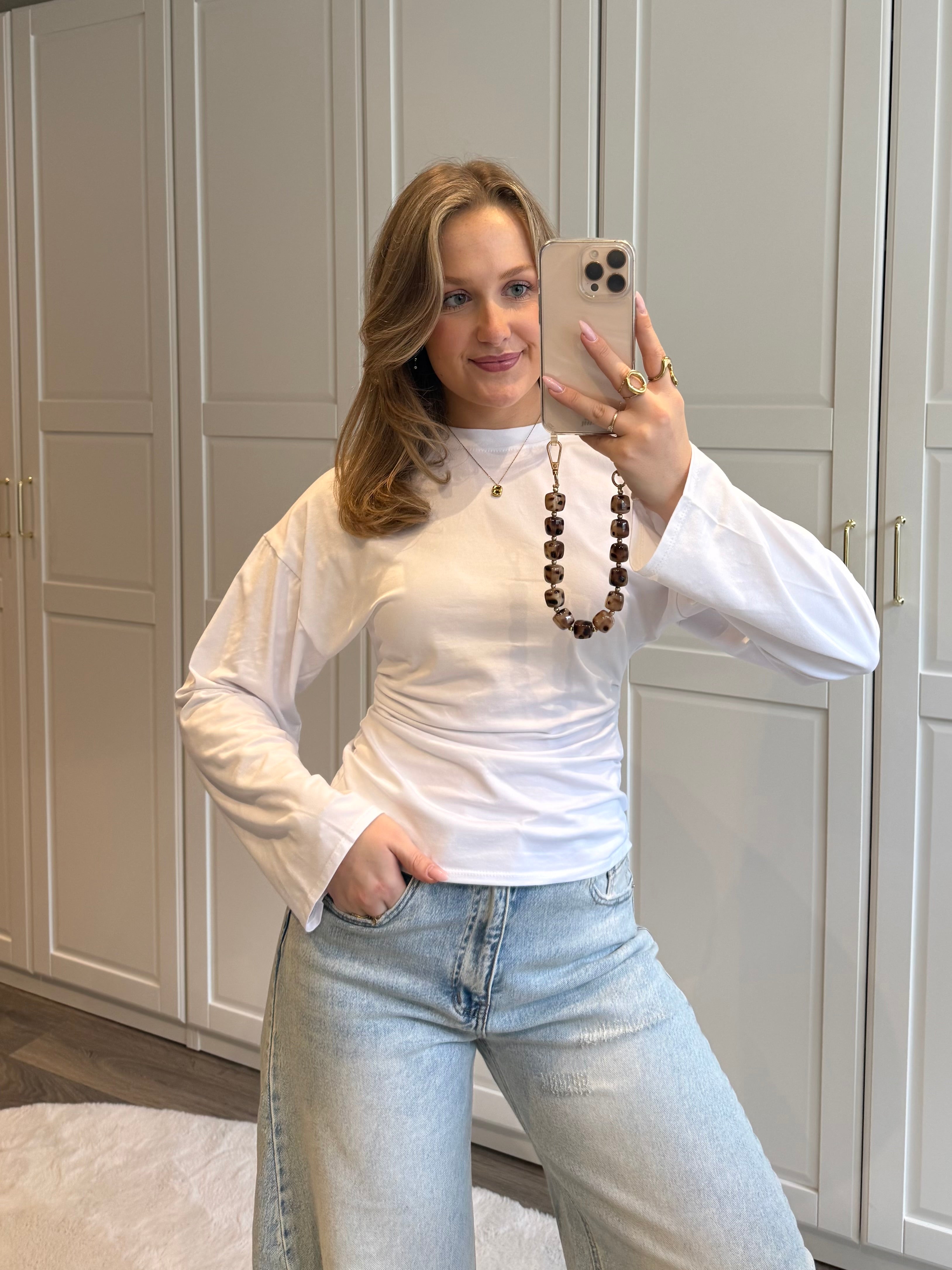 Tailored Longsleeve T-shirt Amber | Wit