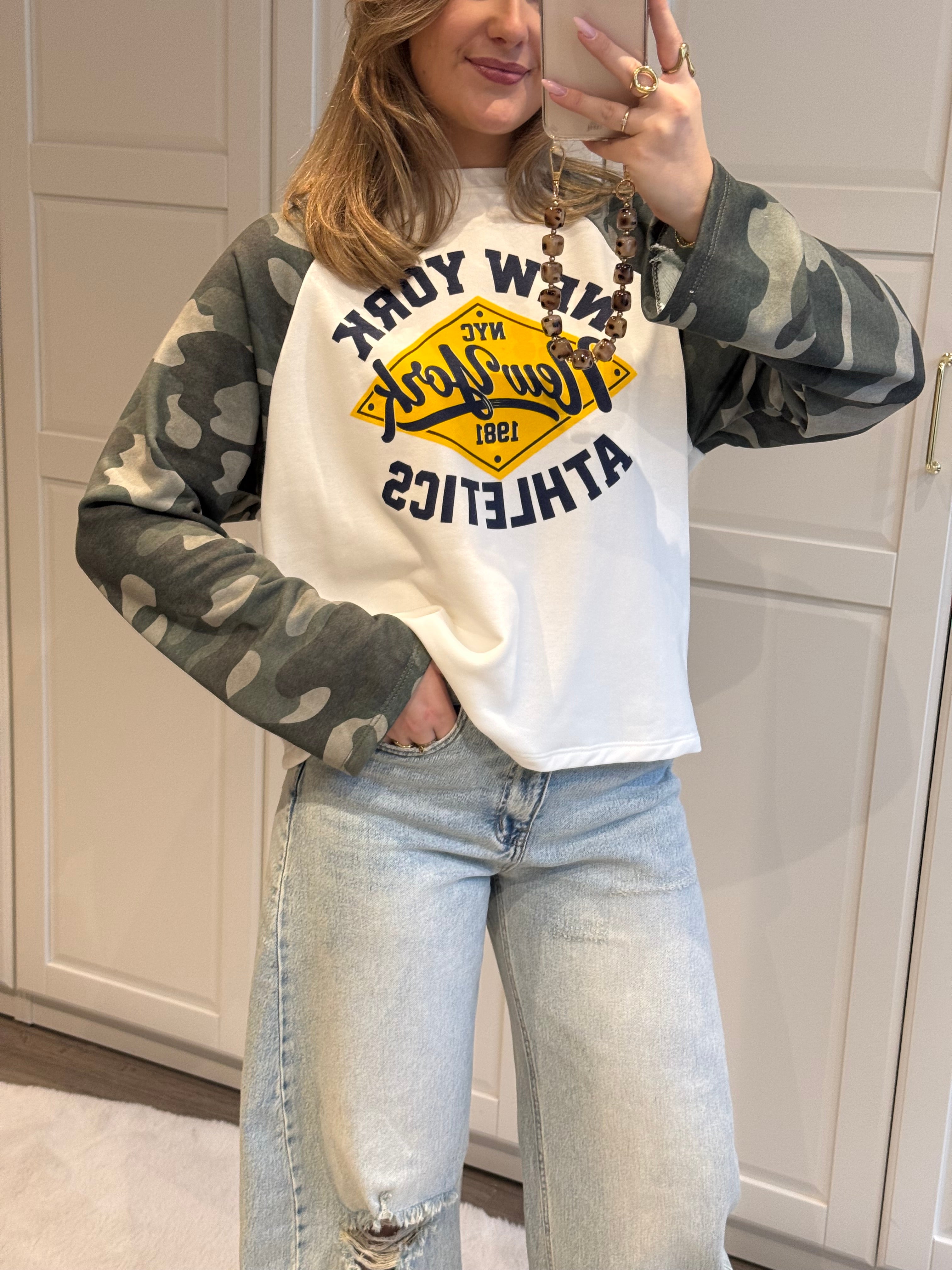 Baseball Sweater Camo NY | Wit