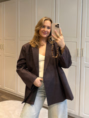 Boxy Blazer Jasmijn Chequered | Navy