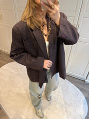 Boxy Blazer Jasmijn Chequered | Navy