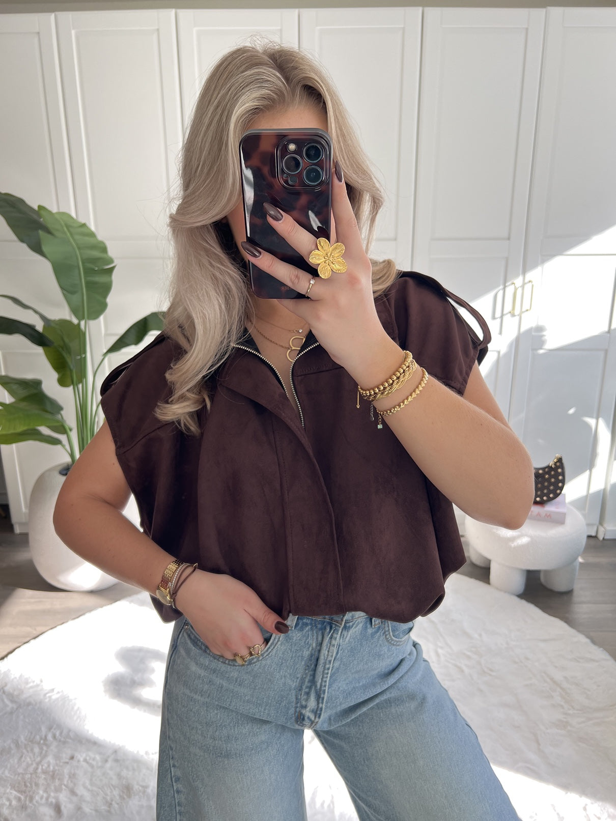 Suede Gilet Amber | Choco