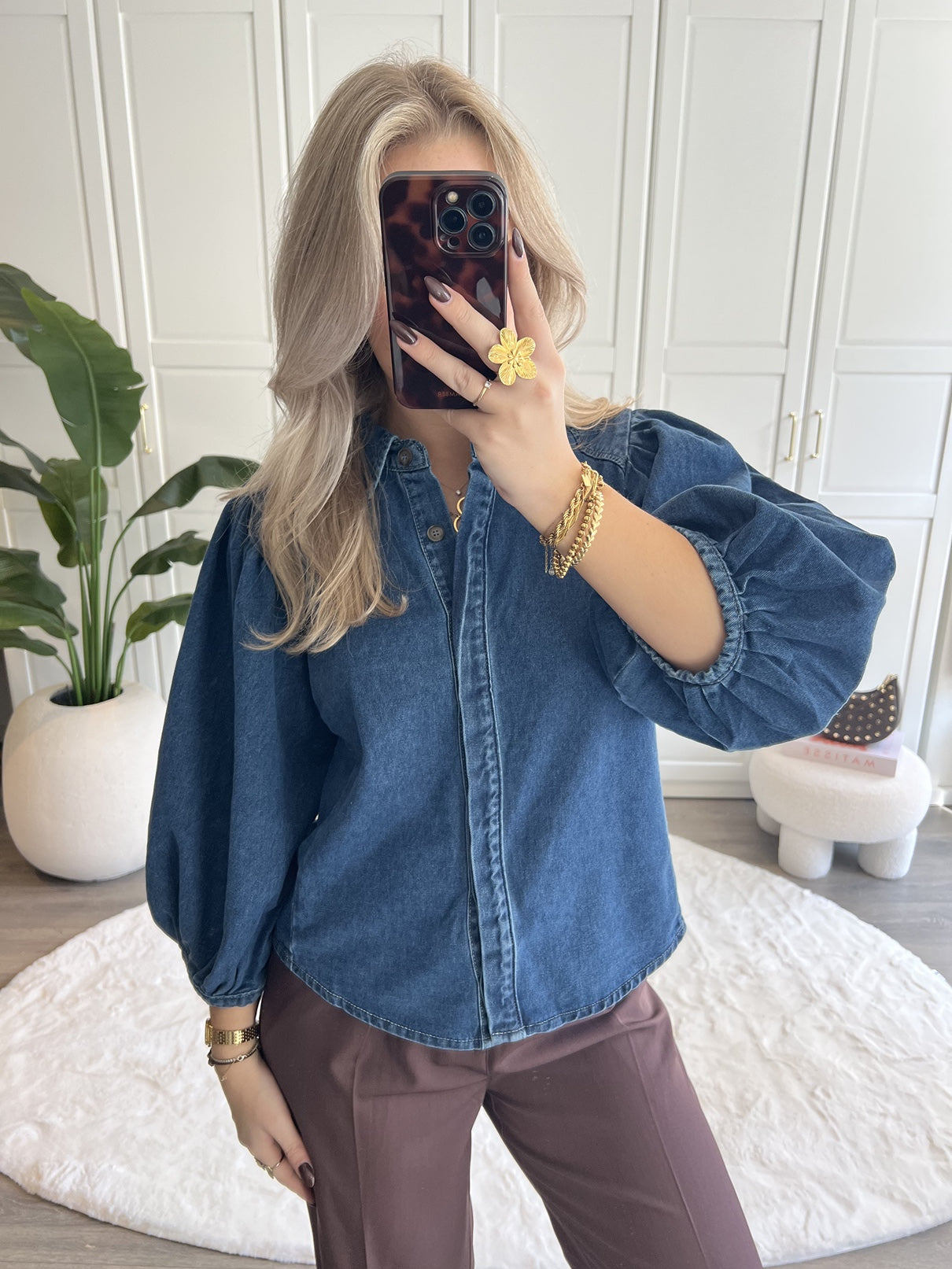 Denim Blouse Lotte | Donkerblauw