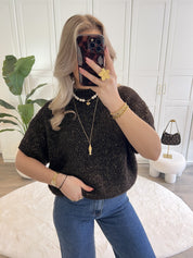 Trui Bella Glitter | Coffee