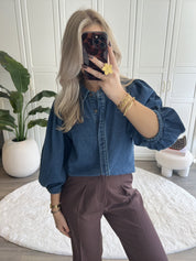 Denim Blouse Lotte | Donkerblauw