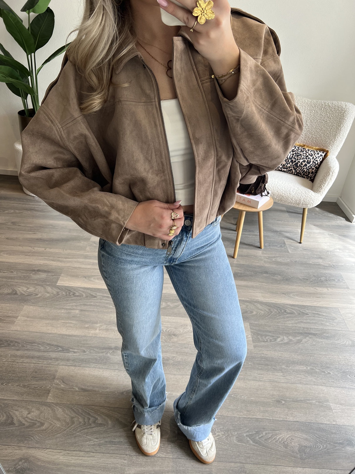 Suede Bomberjas Bo | Beige