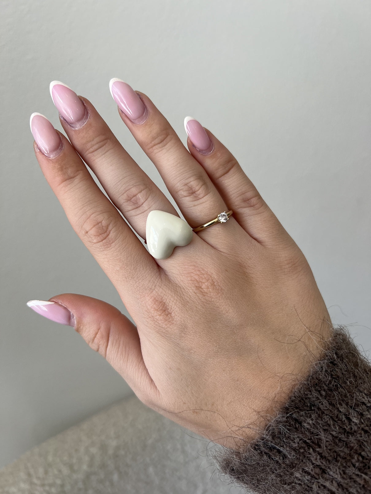 White Heart Ring | Goud