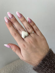White Heart Ring | Goud